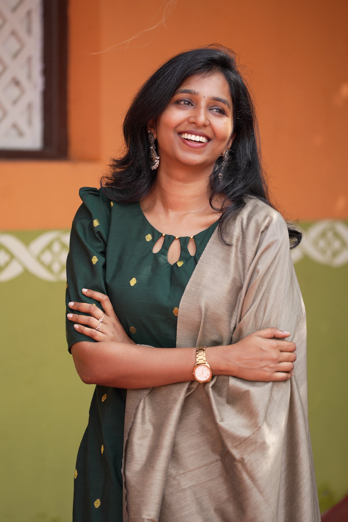 Bottle Green Slub Silk Salwar Suit