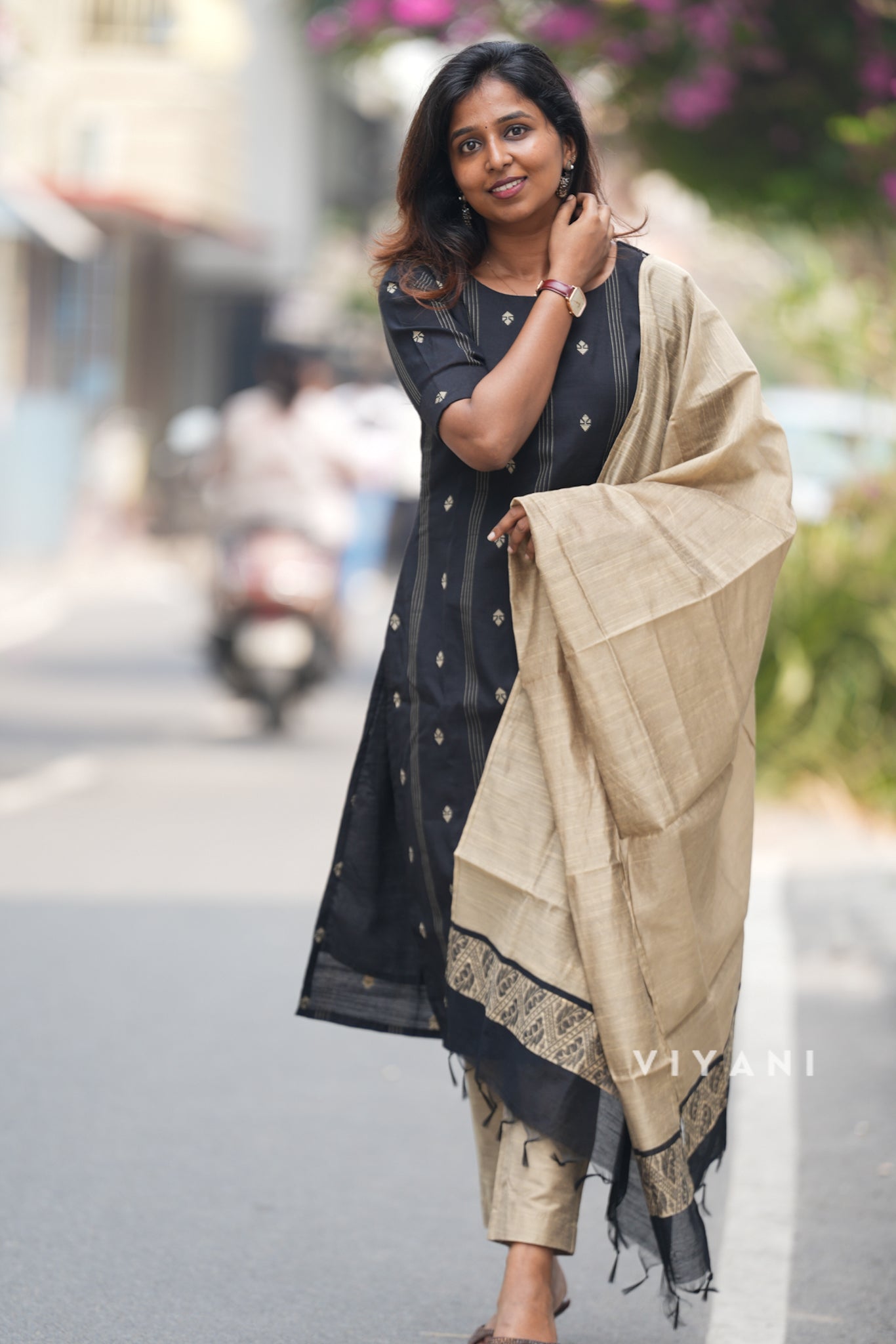 Black Slub Silk Salwar set (3 Piece Suit)