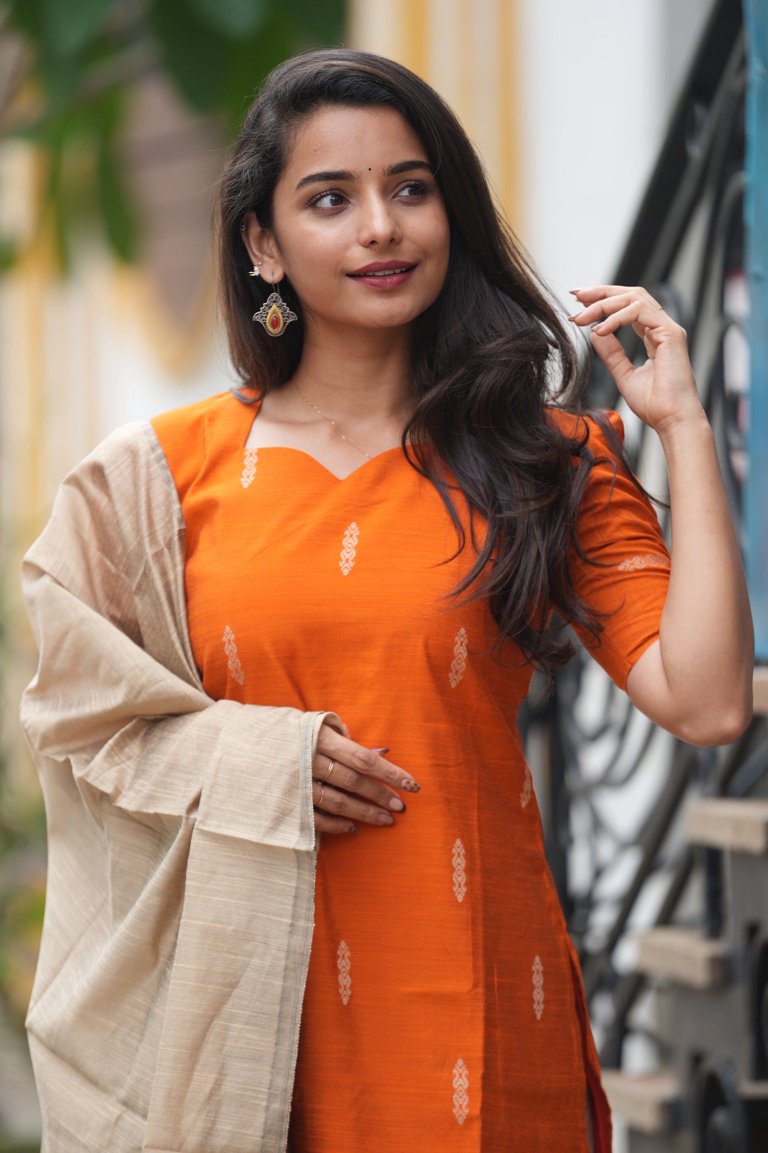 Orange Viscose Slub 3 Piece Set