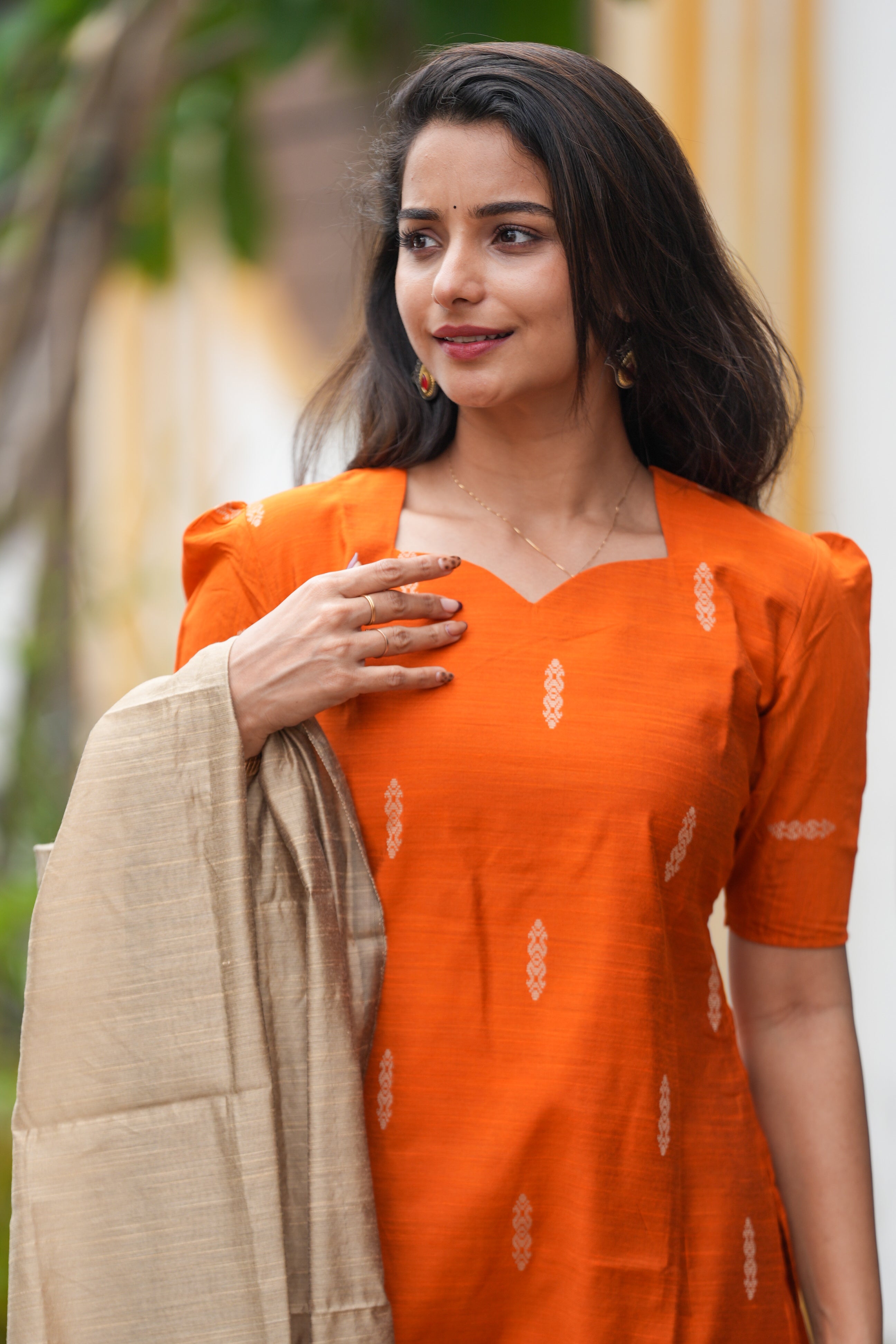 Orange Viscose Slub 3 Piece Set