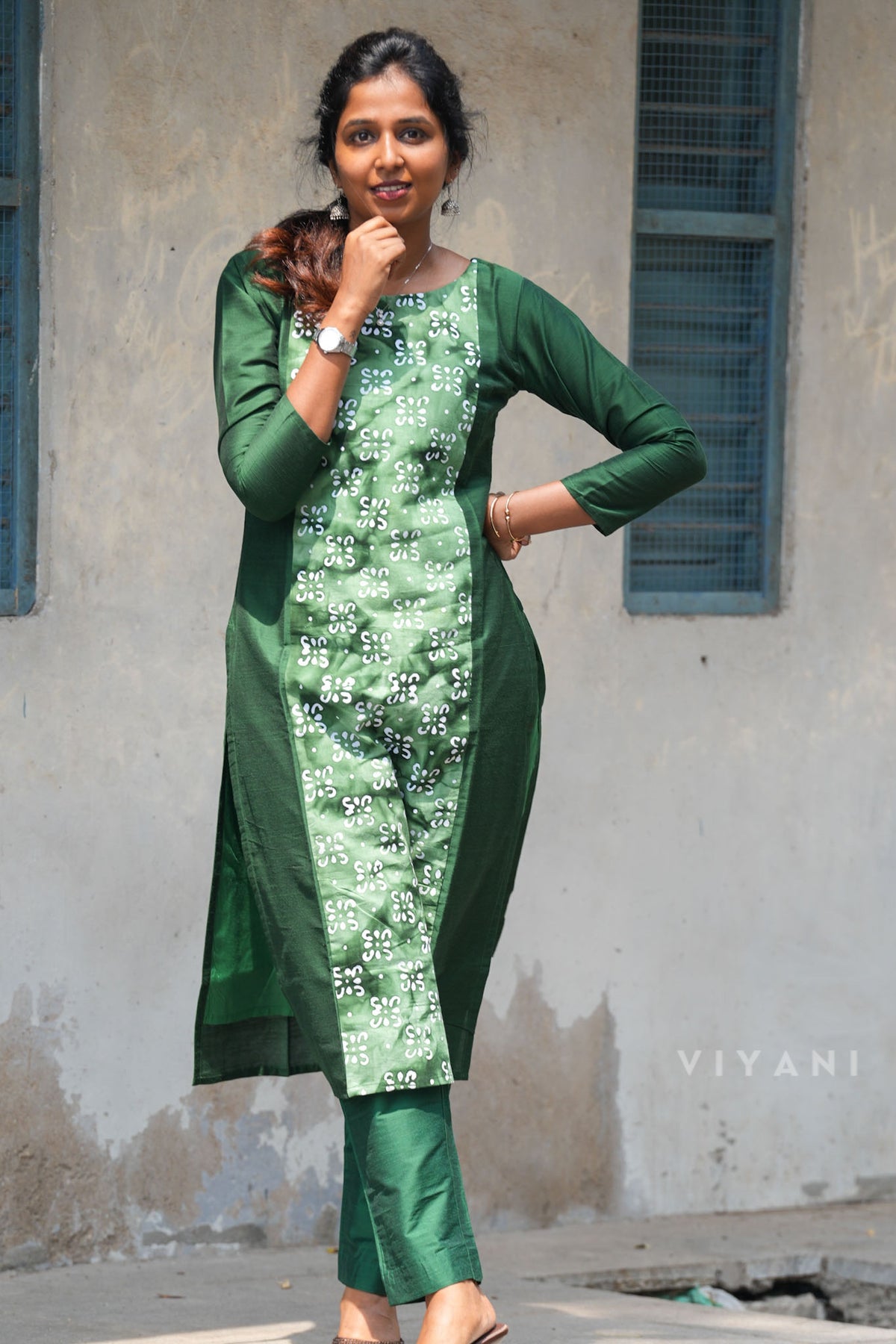 Emerald Edit  - Green Panel Viscose Slub Co-ord Set