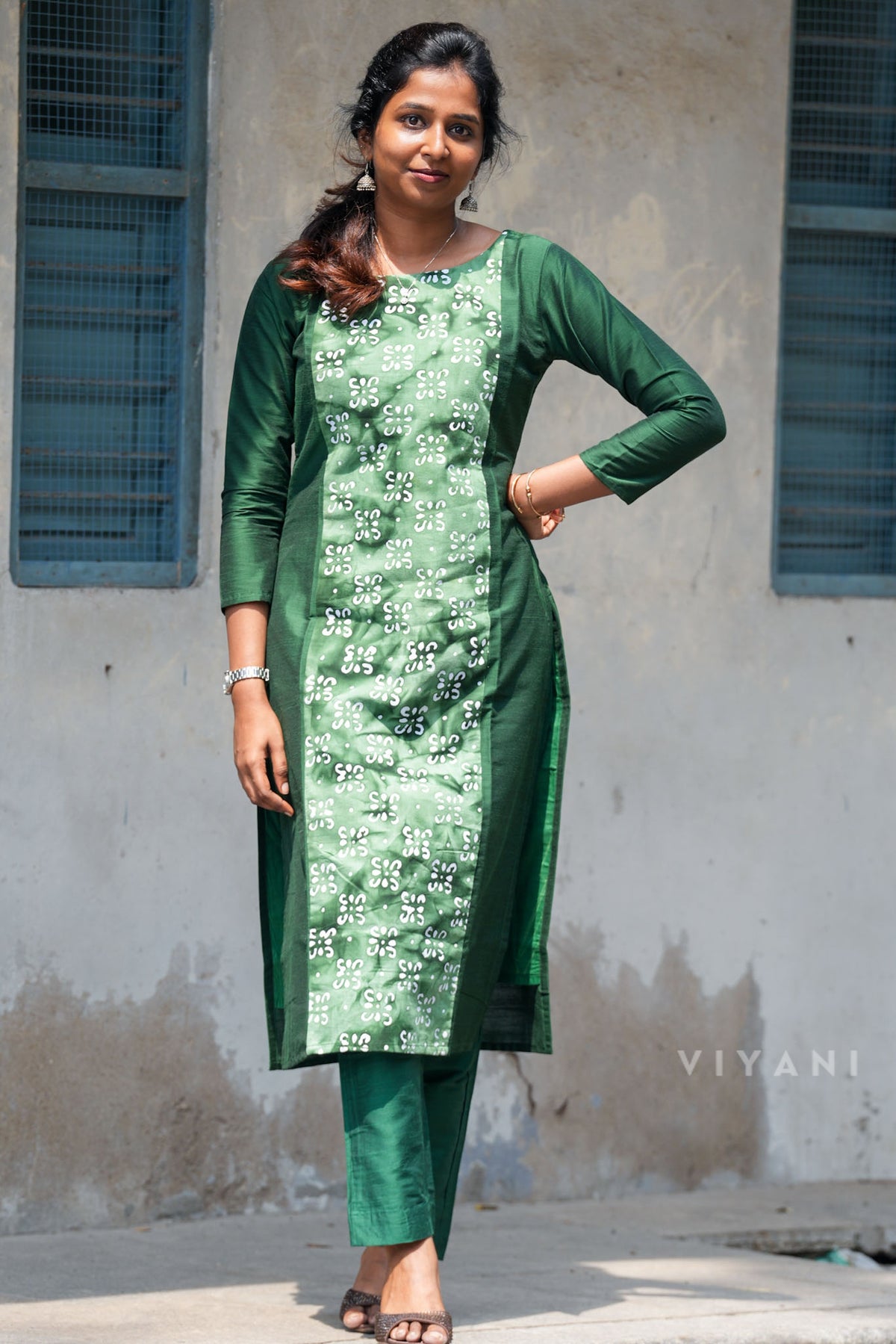 Emerald Edit  - Green Panel Viscose Slub Co-ord Set