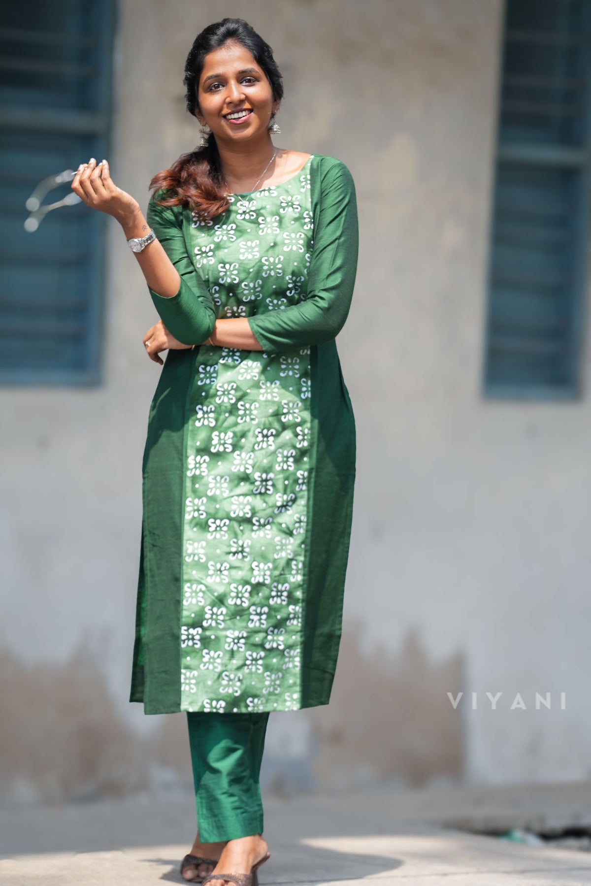 Emerald Edit  - Green Panel Viscose Slub Co-ord Set