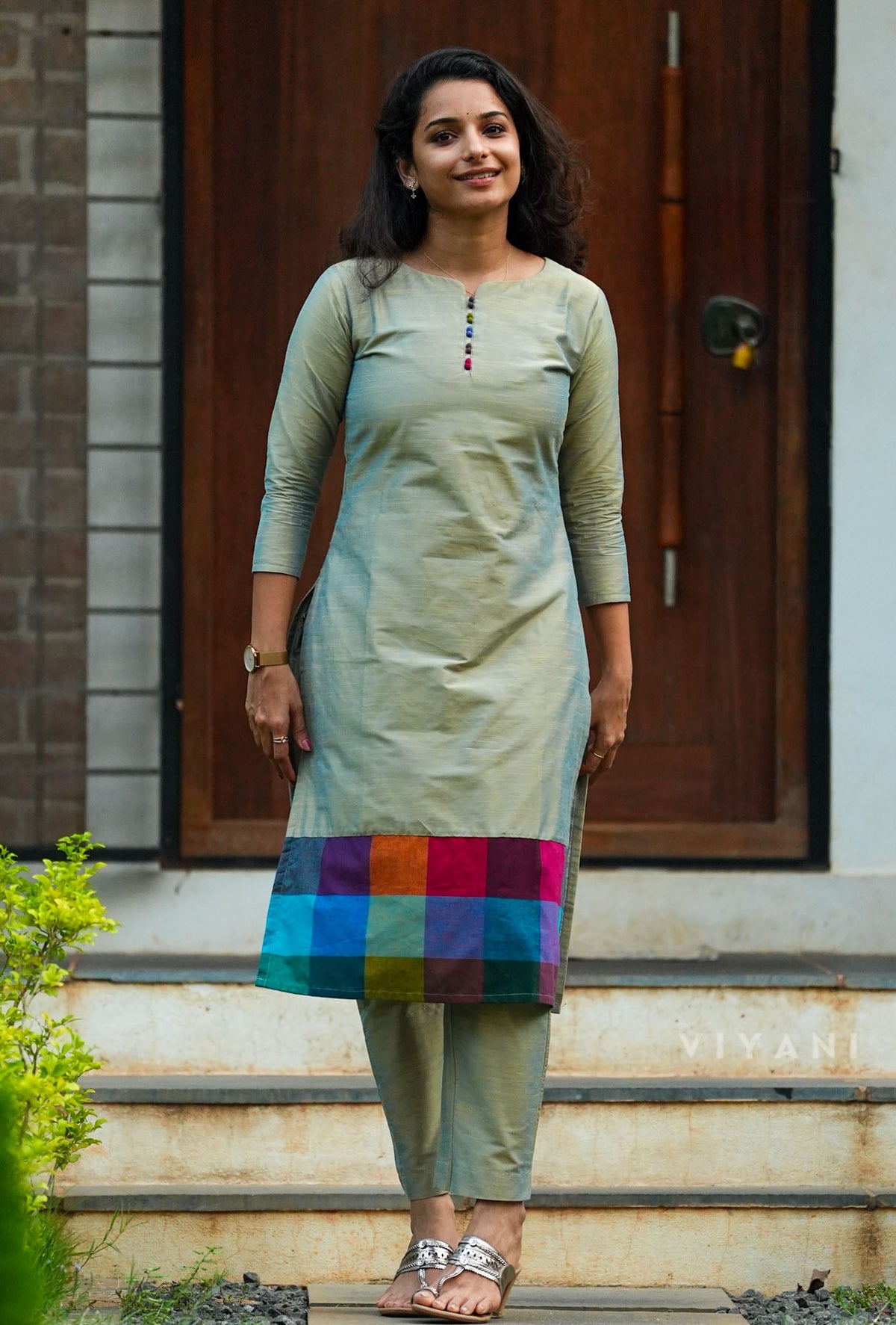 Meadow Mosaic - Sage Green Viscose slub Co-ord set