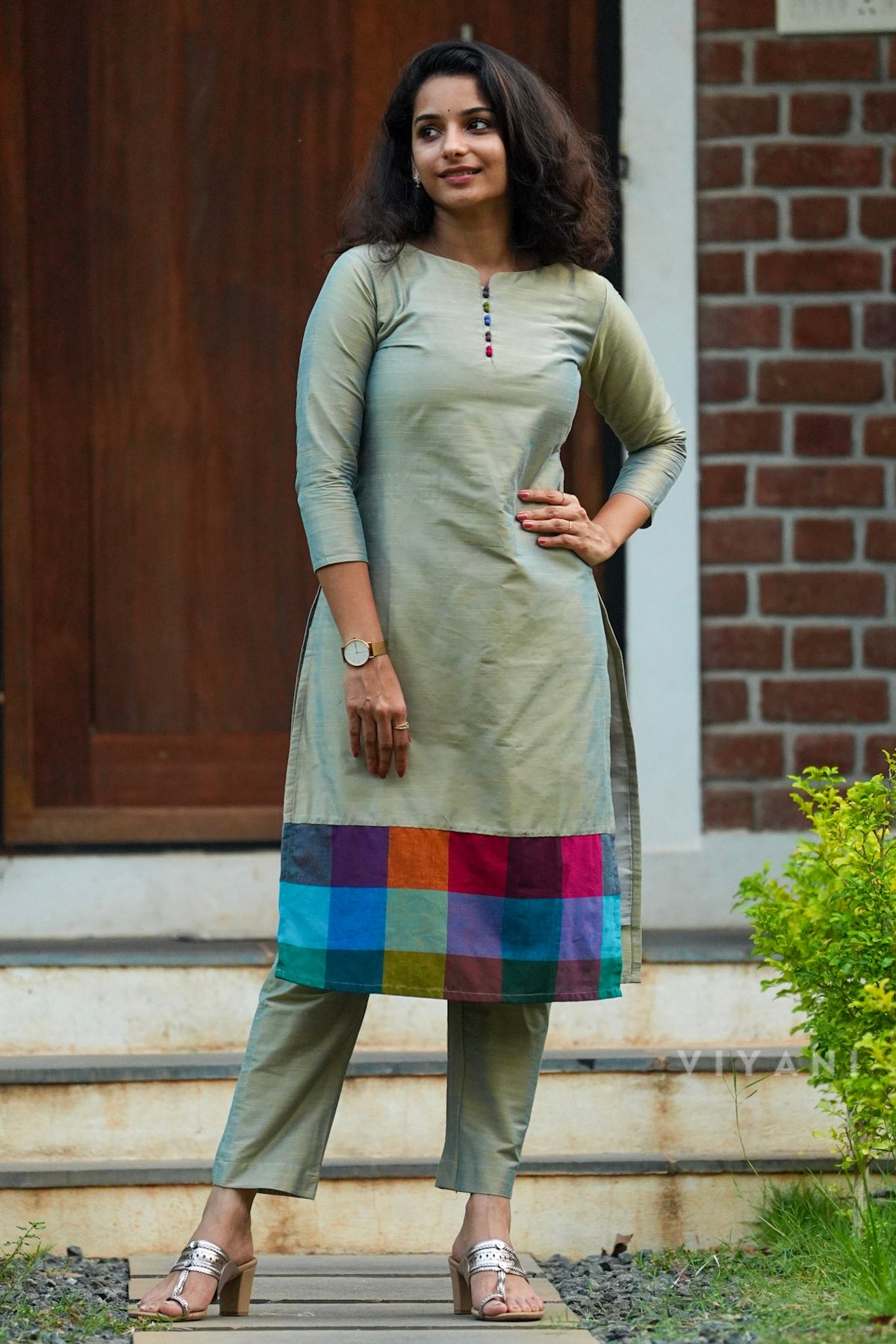 Meadow Mosaic - Sage Green Viscose slub Co-ord set