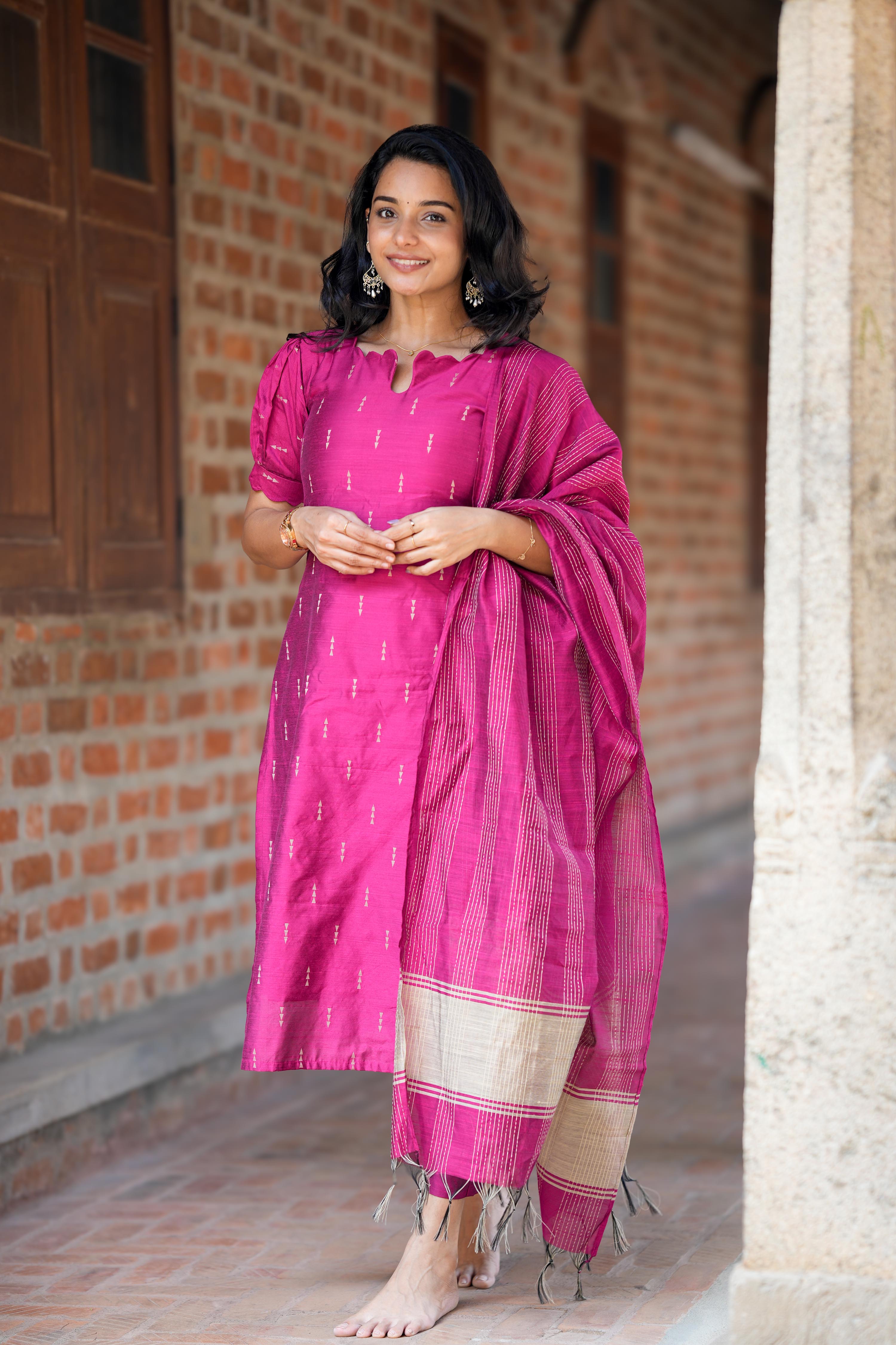 Rani Pink 3 Piece Set - Slub Silk