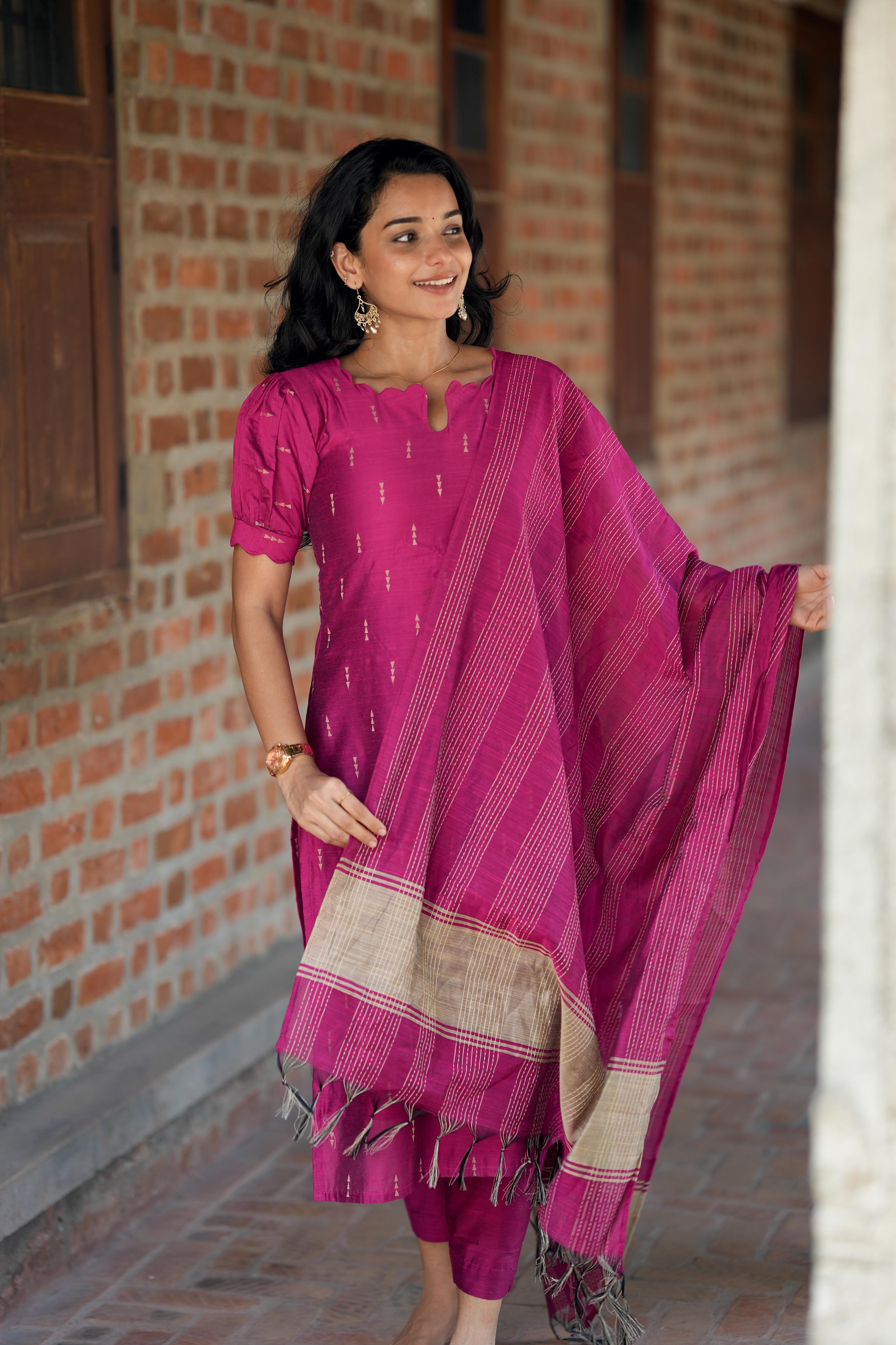 Rani Pink 3 Piece Set - Slub Silk