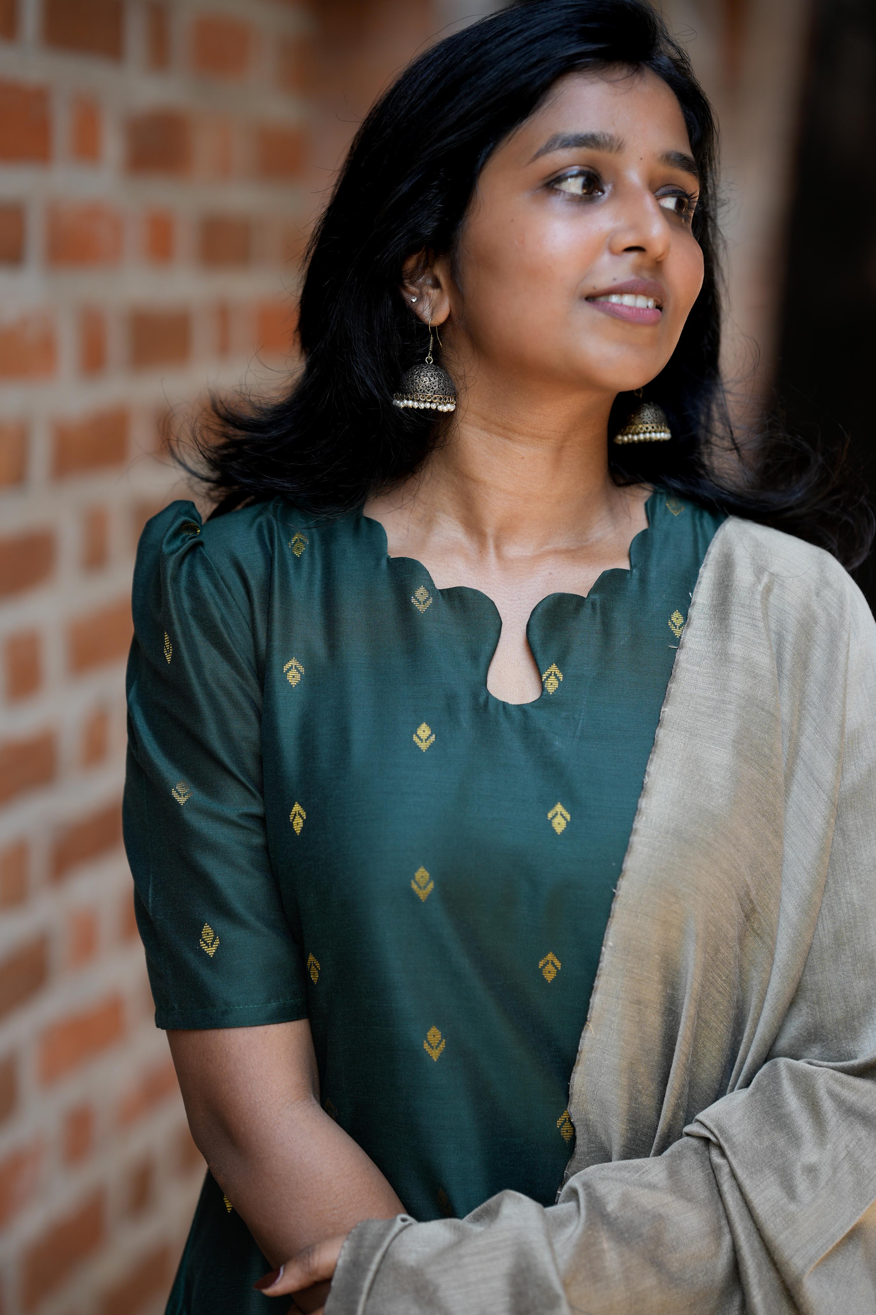 Deep Green 3 Piece Set - Semi Silk Cotton