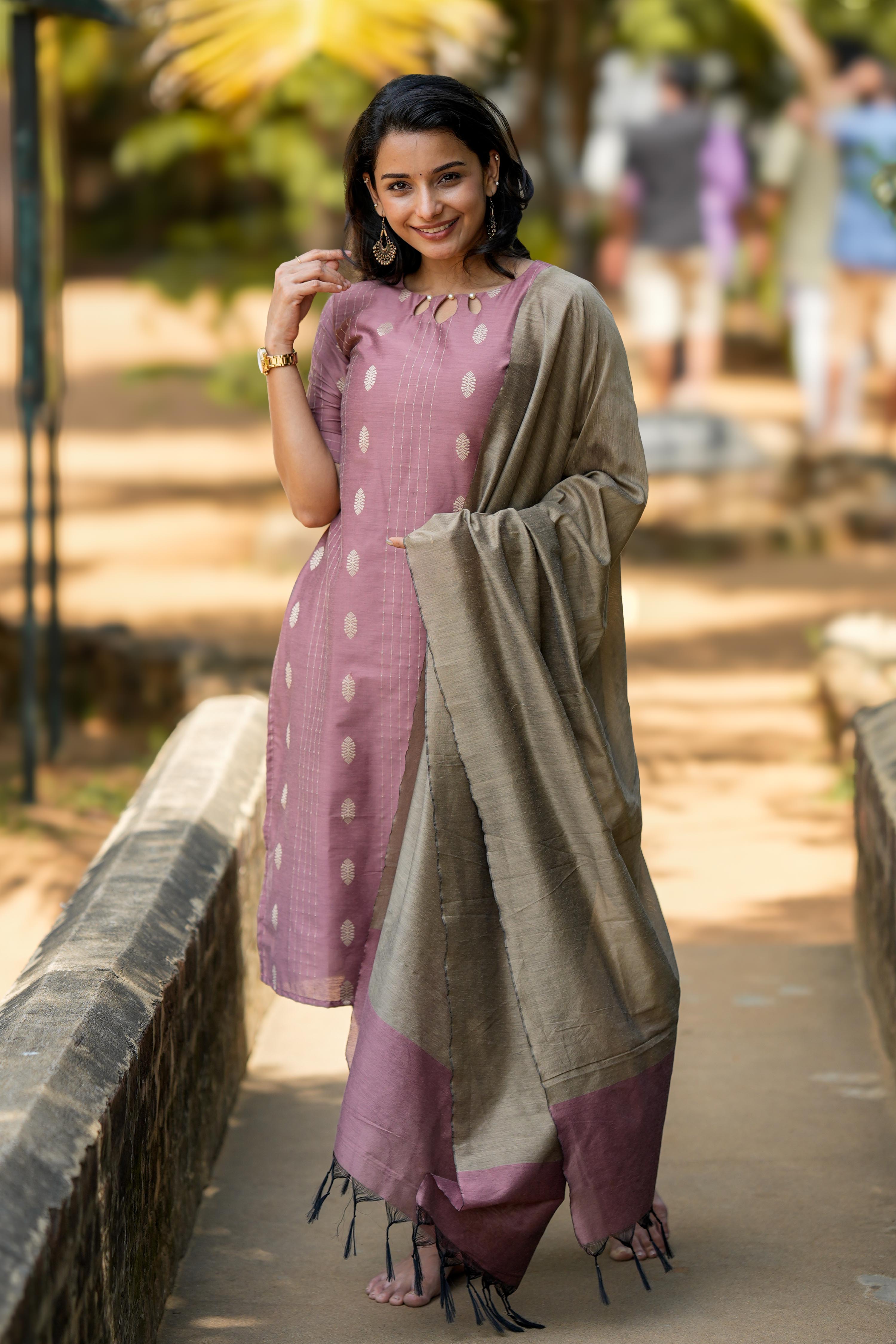 Dusku Mauve 3 Piece Set - Semi Silk Cotton
