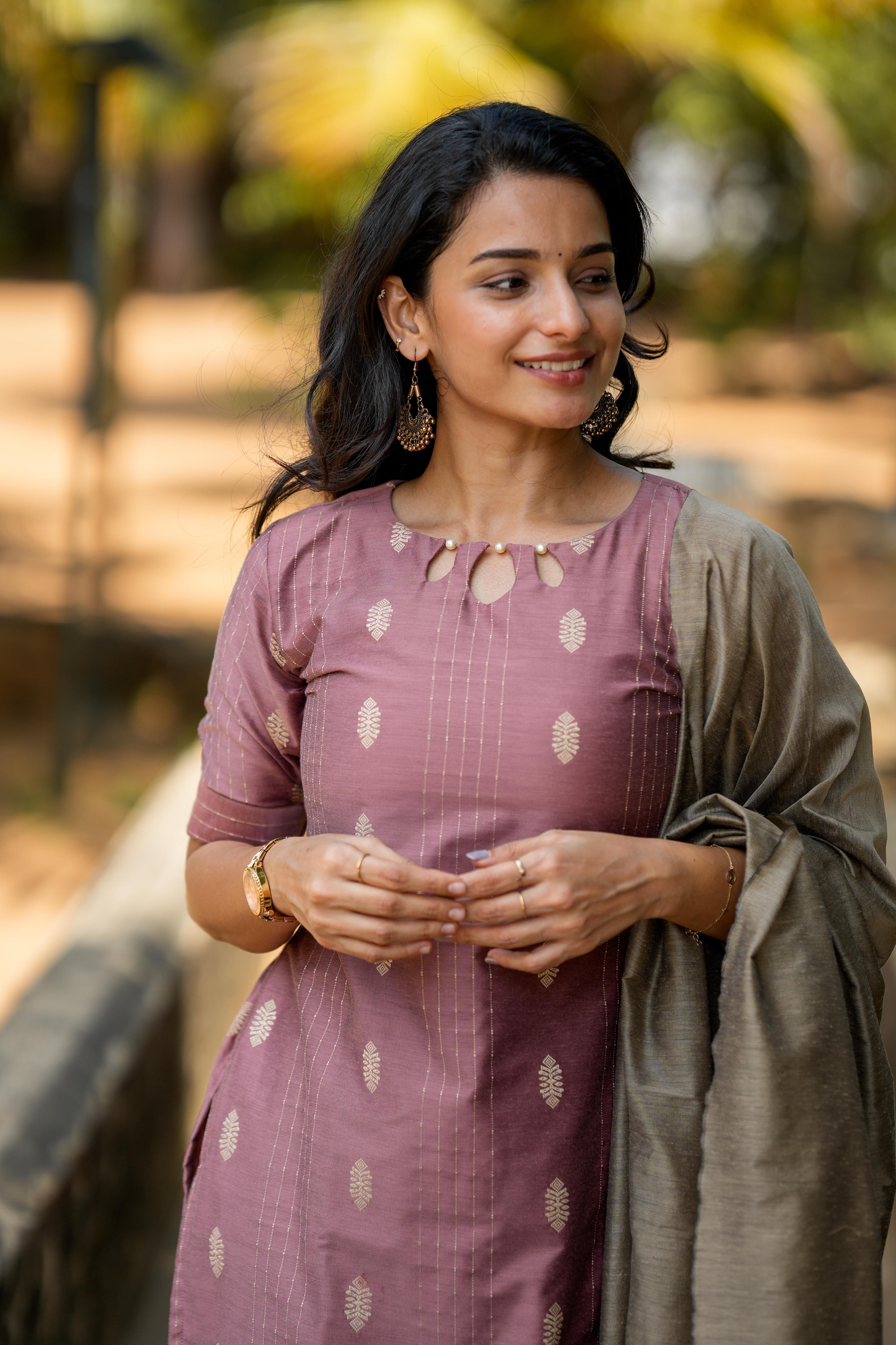 Dusku Mauve 3 Piece Set - Semi Silk Cotton