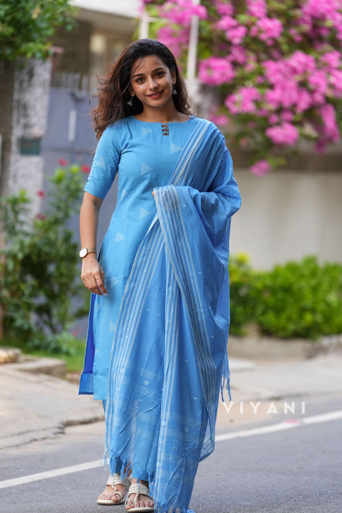 Denim Sky - Cloud Blue Handloom Cotton 3 Piece Set