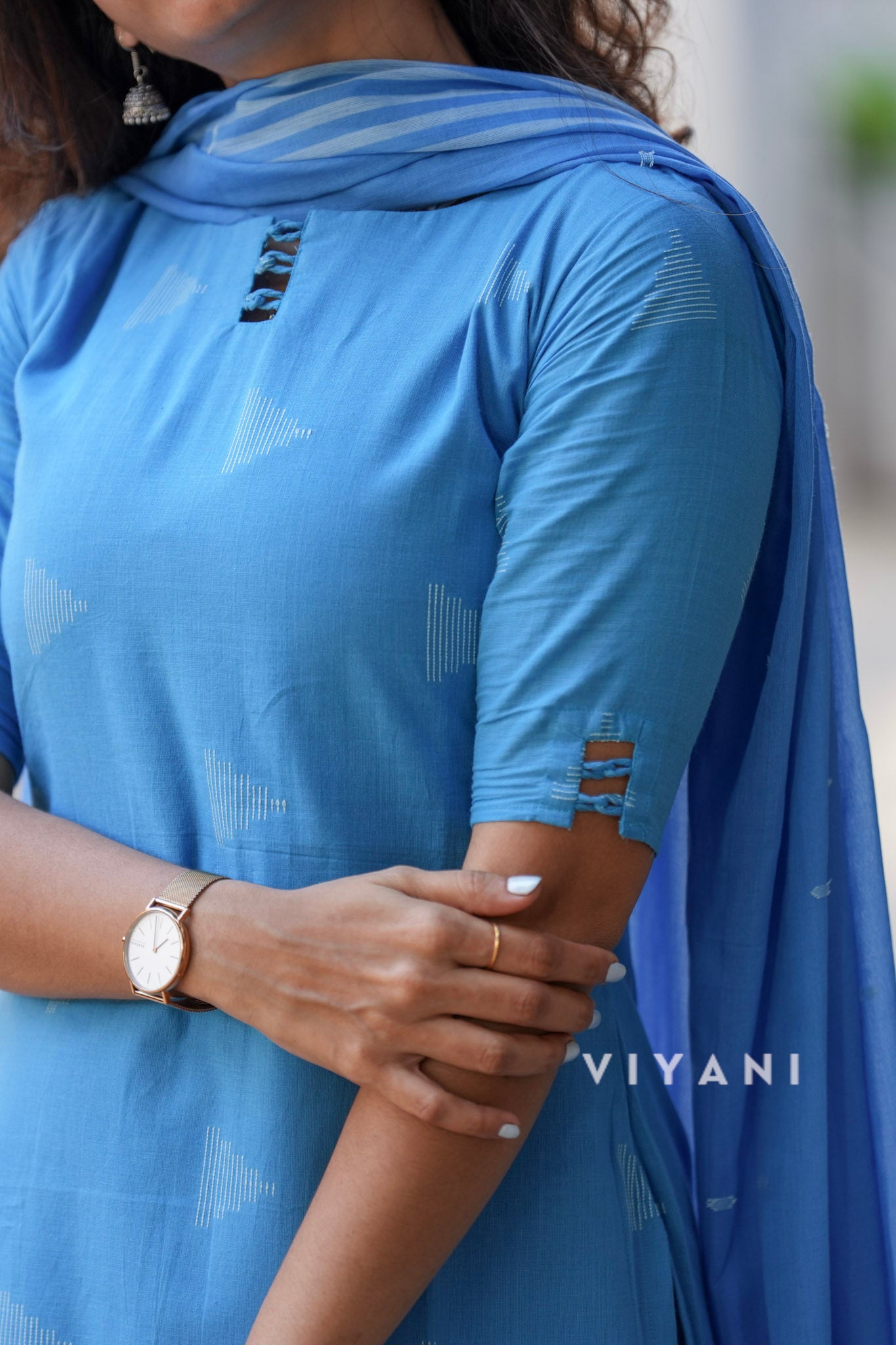 Denim Sky - Cloud Blue Handloom Cotton 3 Piece Set