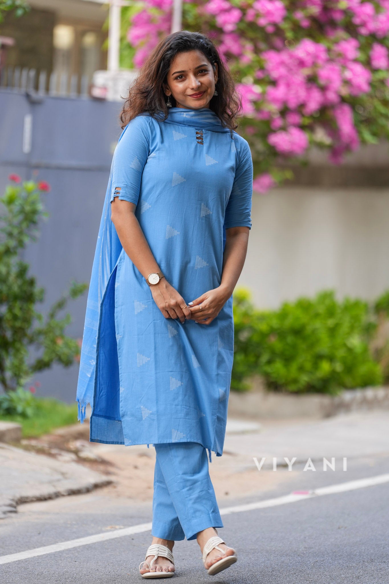 Denim Sky - Cloud Blue Handloom Cotton 3 Piece Set