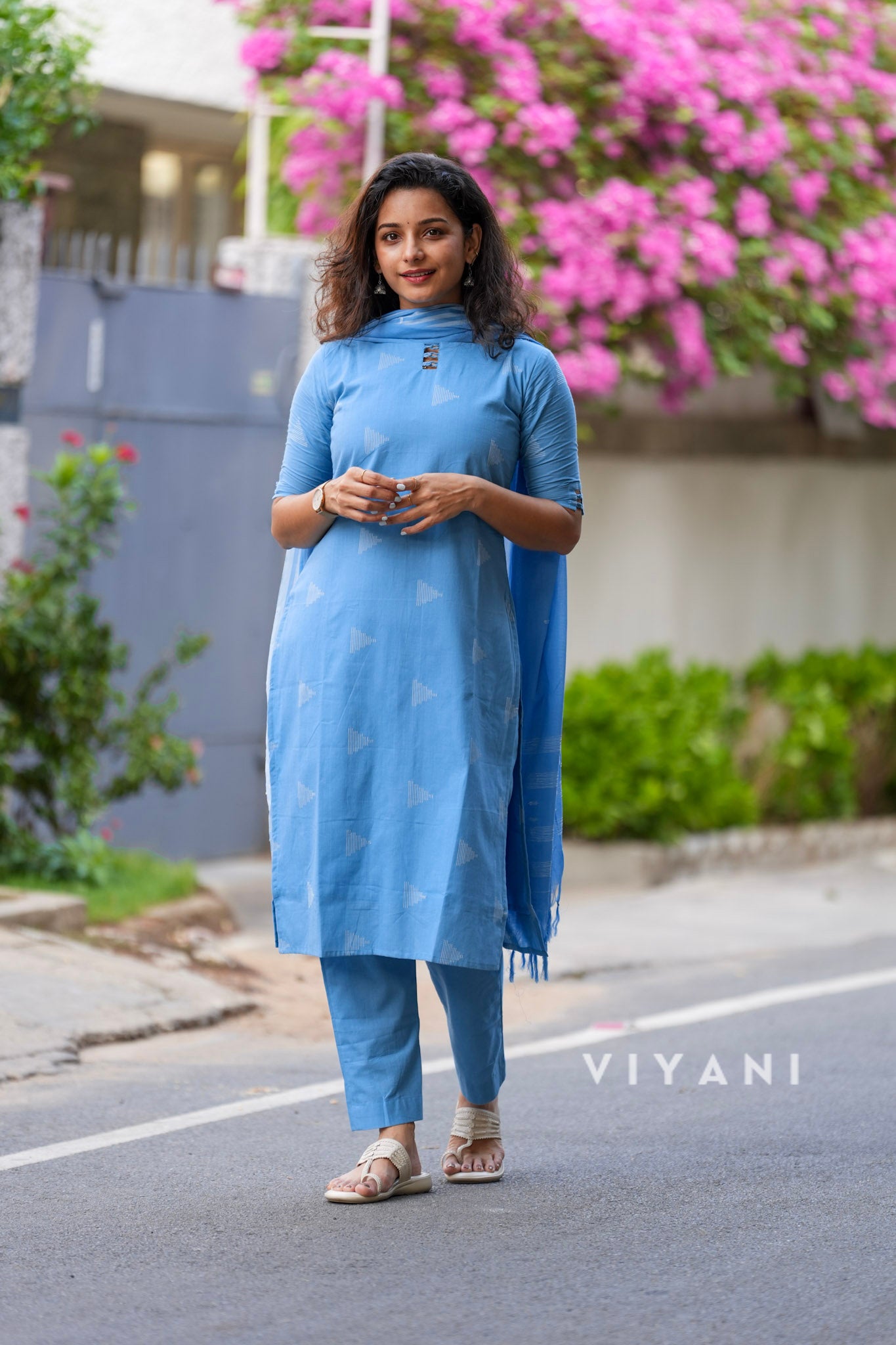 Denim Sky - Cloud Blue Handloom Cotton 3 Piece Set