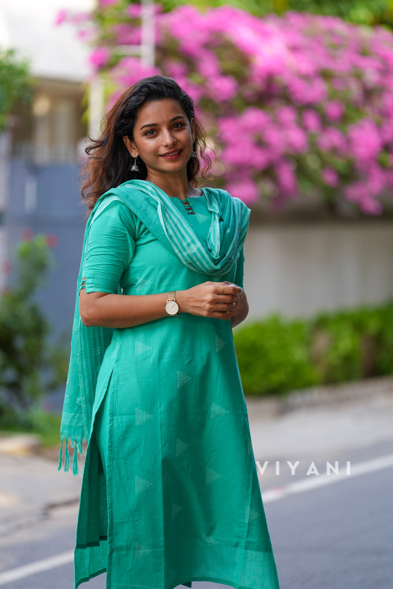 Turquoise Charm - Sea Green Handloom Cotton 3 Piece Set