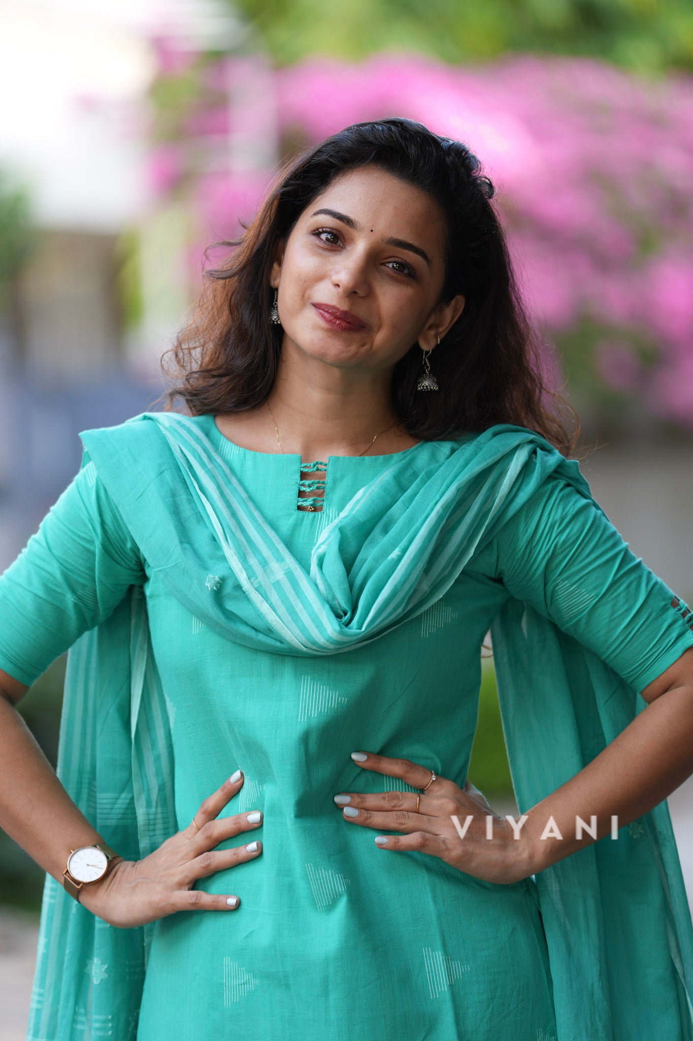 Turquoise Charm - Sea Green Handloom Cotton 3 Piece Set