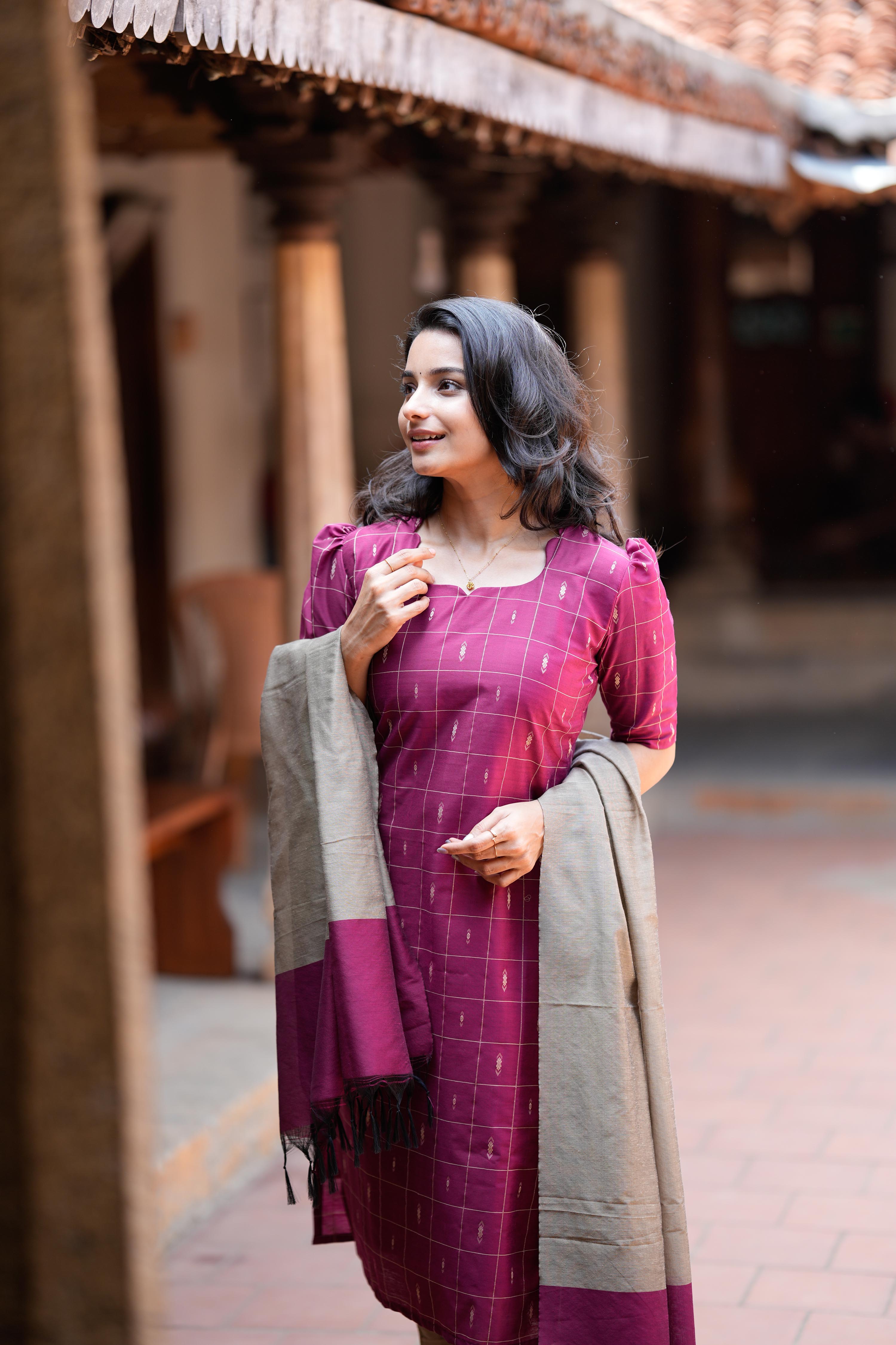 Magenta 3 Piece Set - Semi Silk Cotton