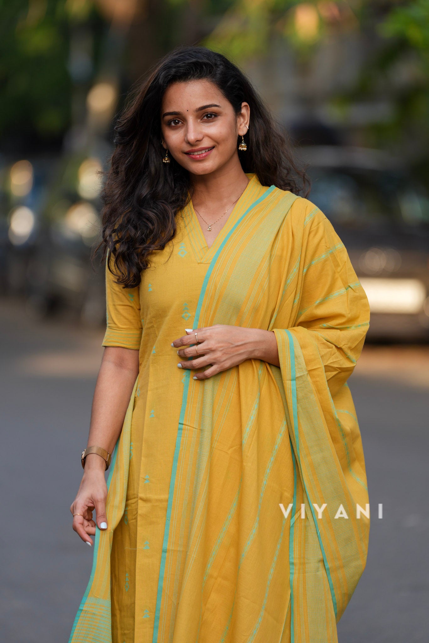 Golden Fields - Mustard Yellow Handloom Cotton 3 Piece Set