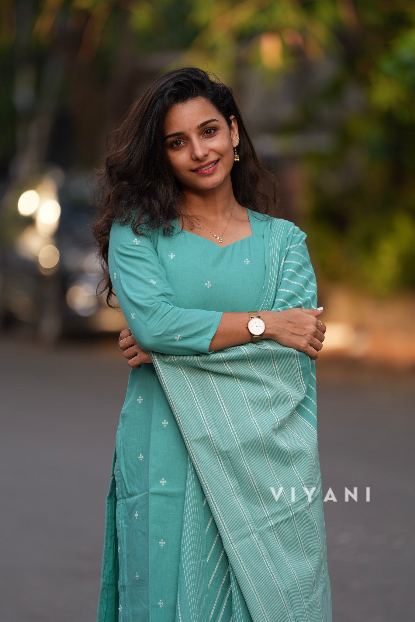 Seafoam Charm -Sea Green Handloom Cotton 3 Piece Set