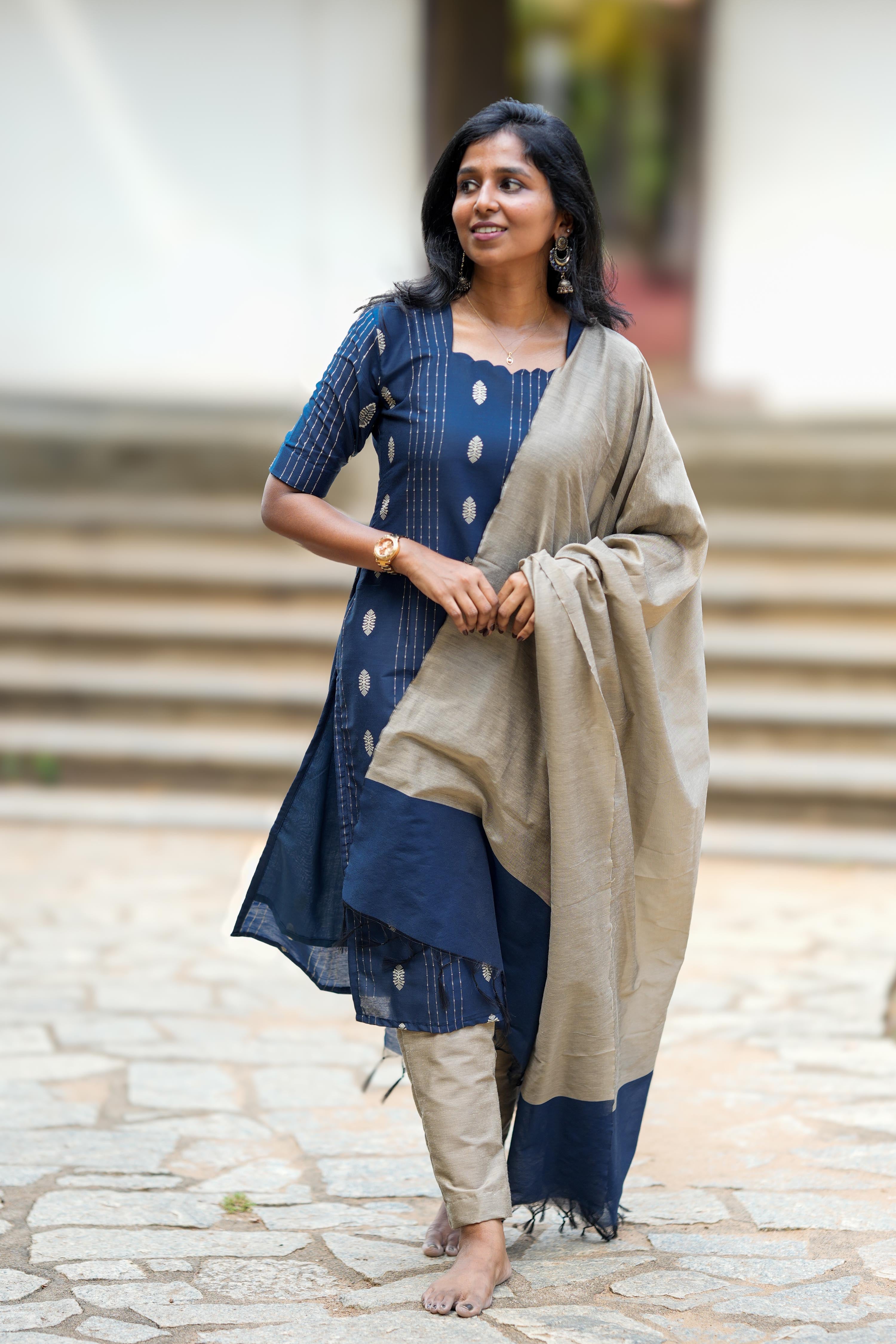 Sapphire Blue 3 Piece Set - Semi Silk Cotton