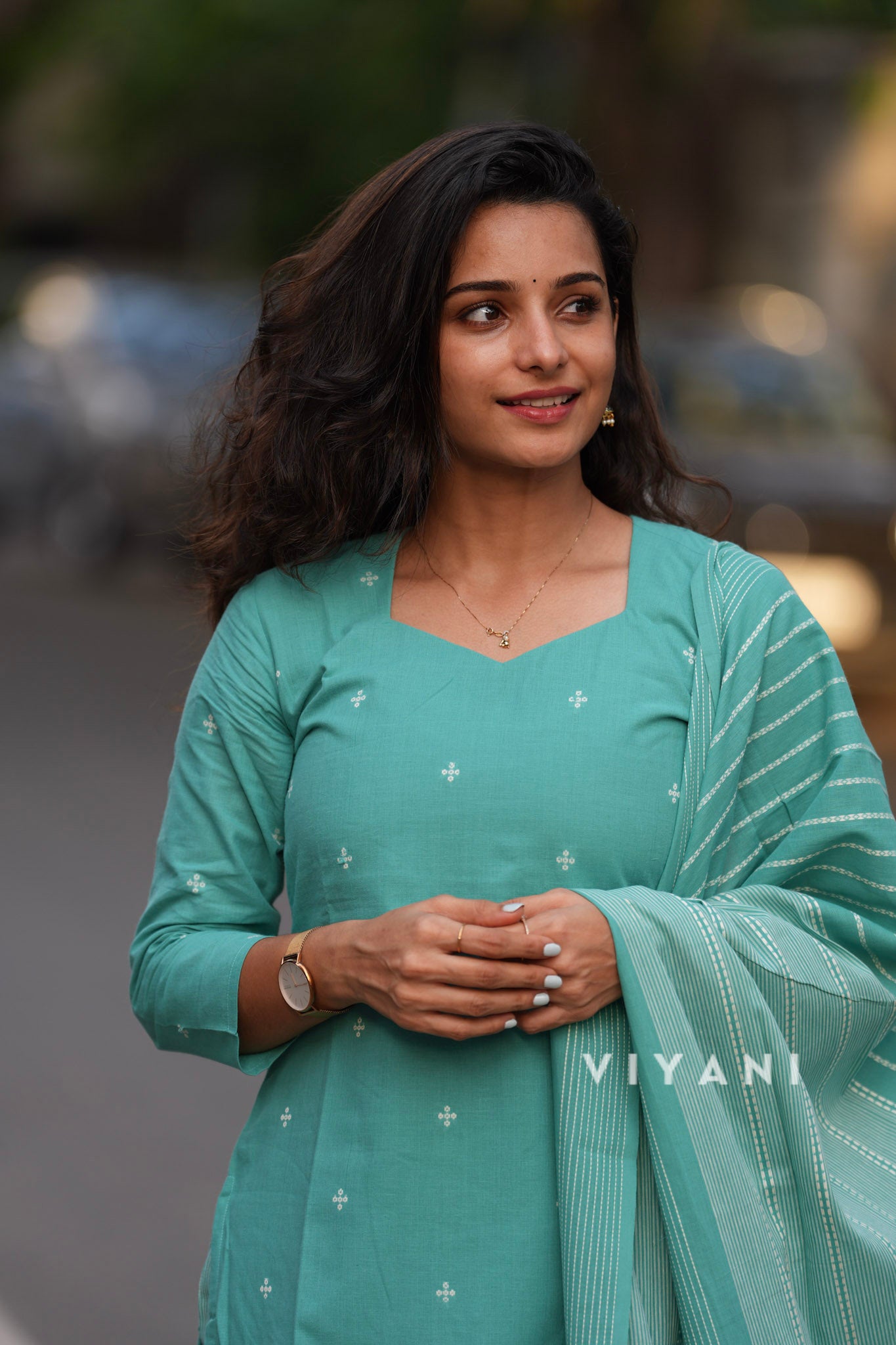 Seafoam Charm -Sea Green Handloom Cotton 3 Piece Set