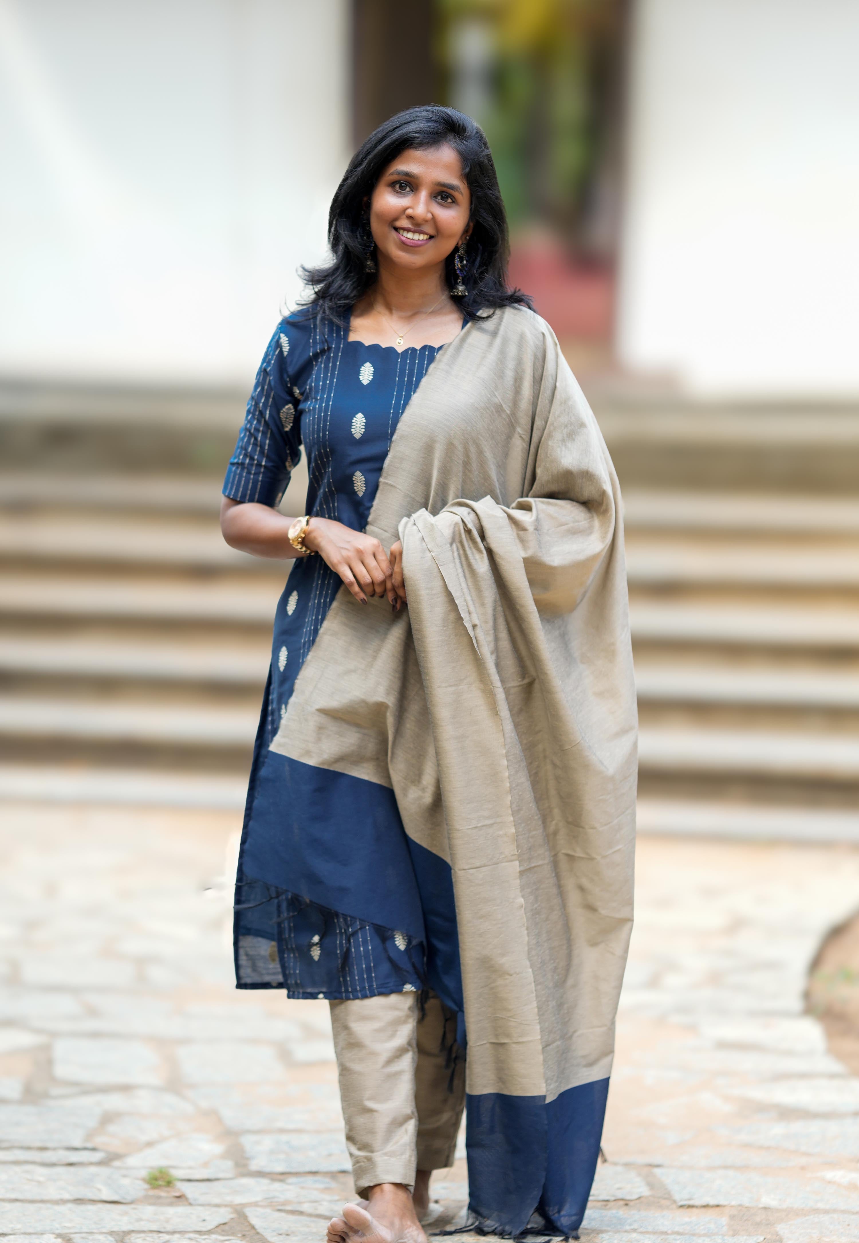 Sapphire Blue 3 Piece Set - Semi Silk Cotton