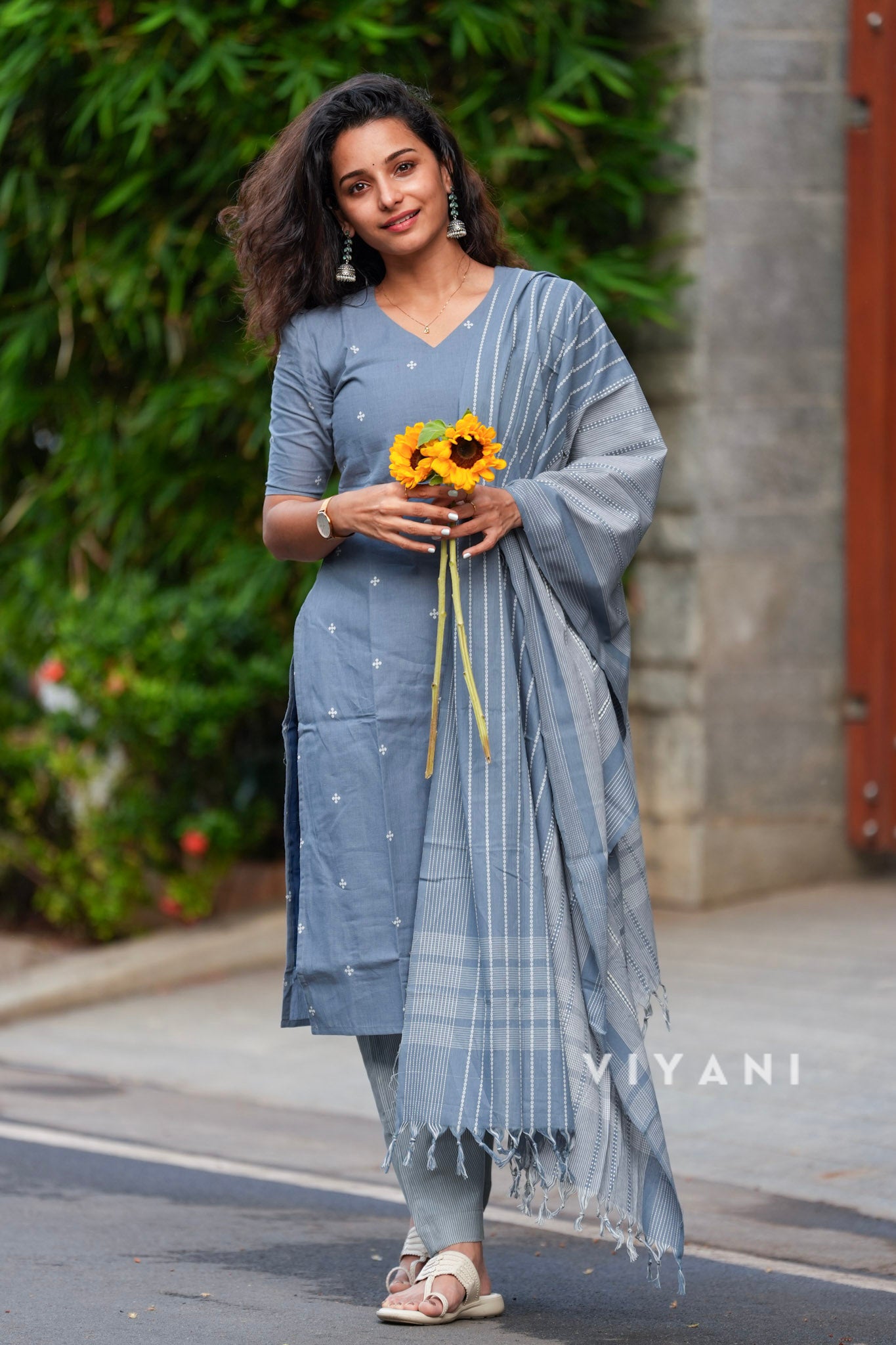 Storm Weave - Light Steel Blue Handloom Cotton 3 Piece Set