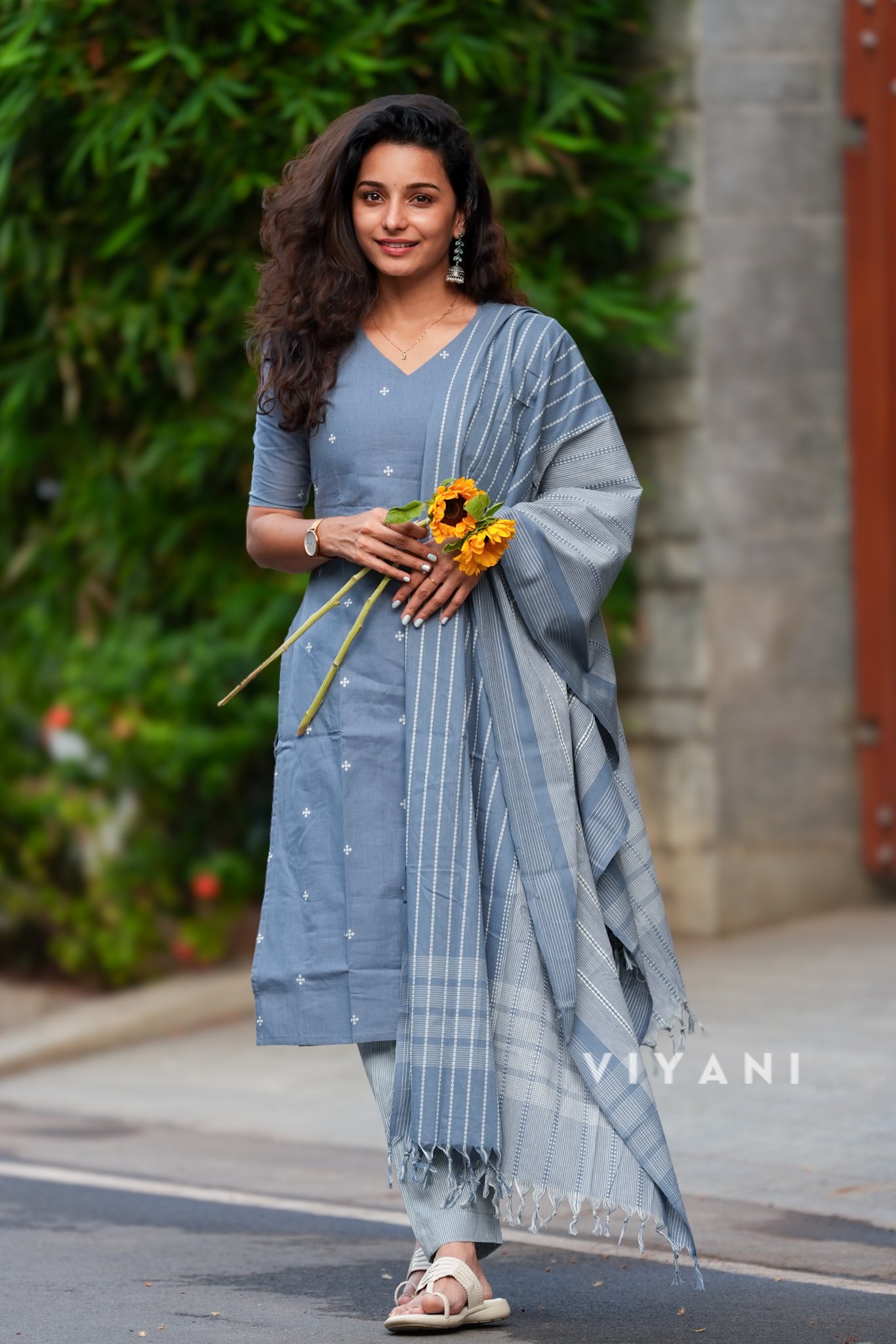 Storm Weave - Light Steel Blue Handloom Cotton 3 Piece Set