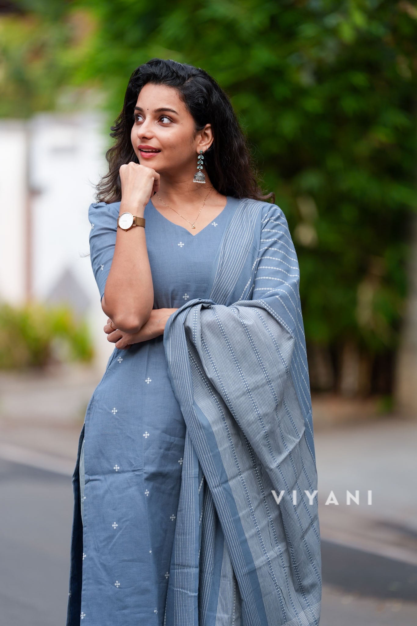 Storm Weave - Light Steel Blue Handloom Cotton 3 Piece Set