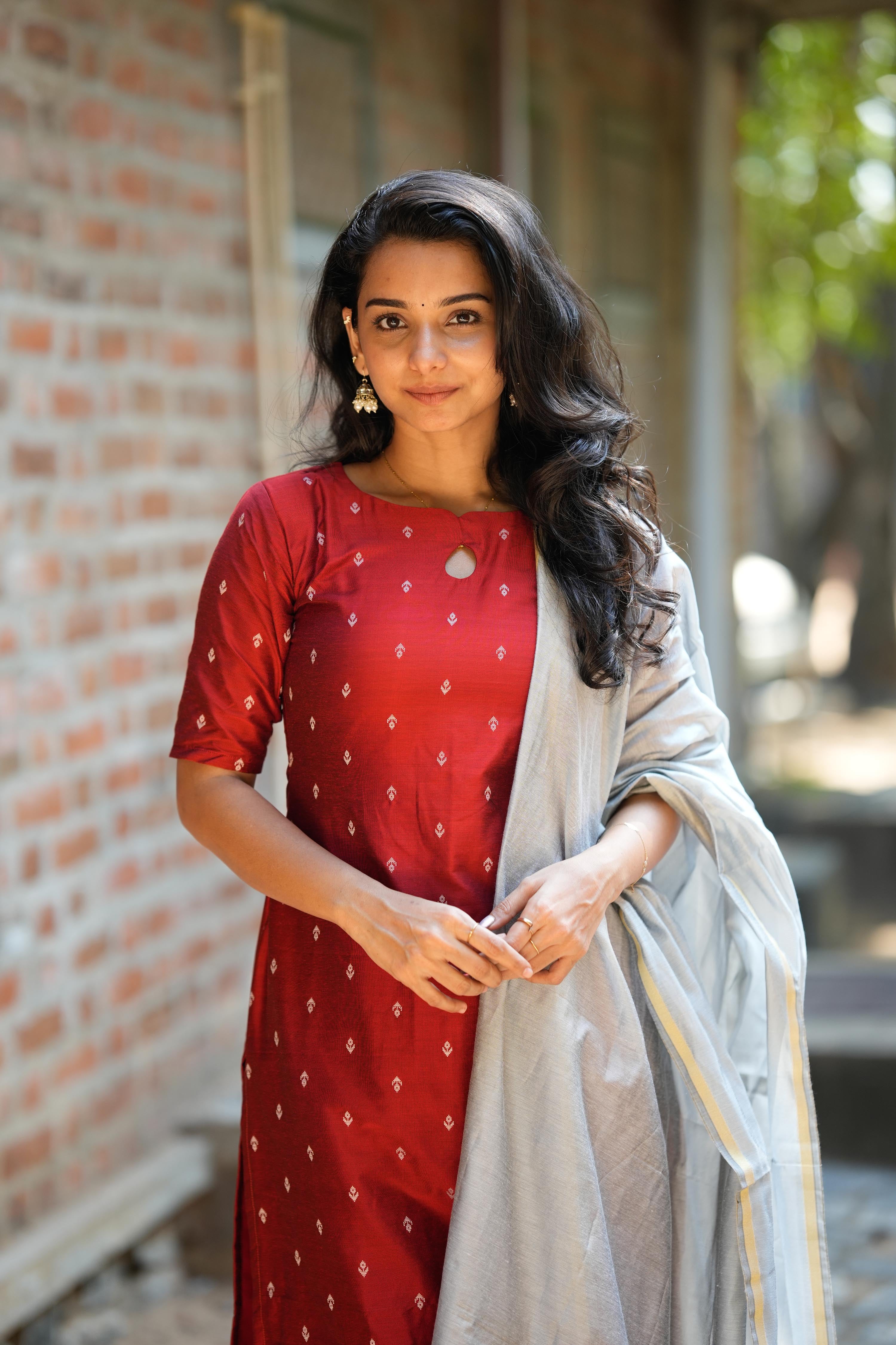 Cherry Red 3 Piece Set - Semi Silk Cotton