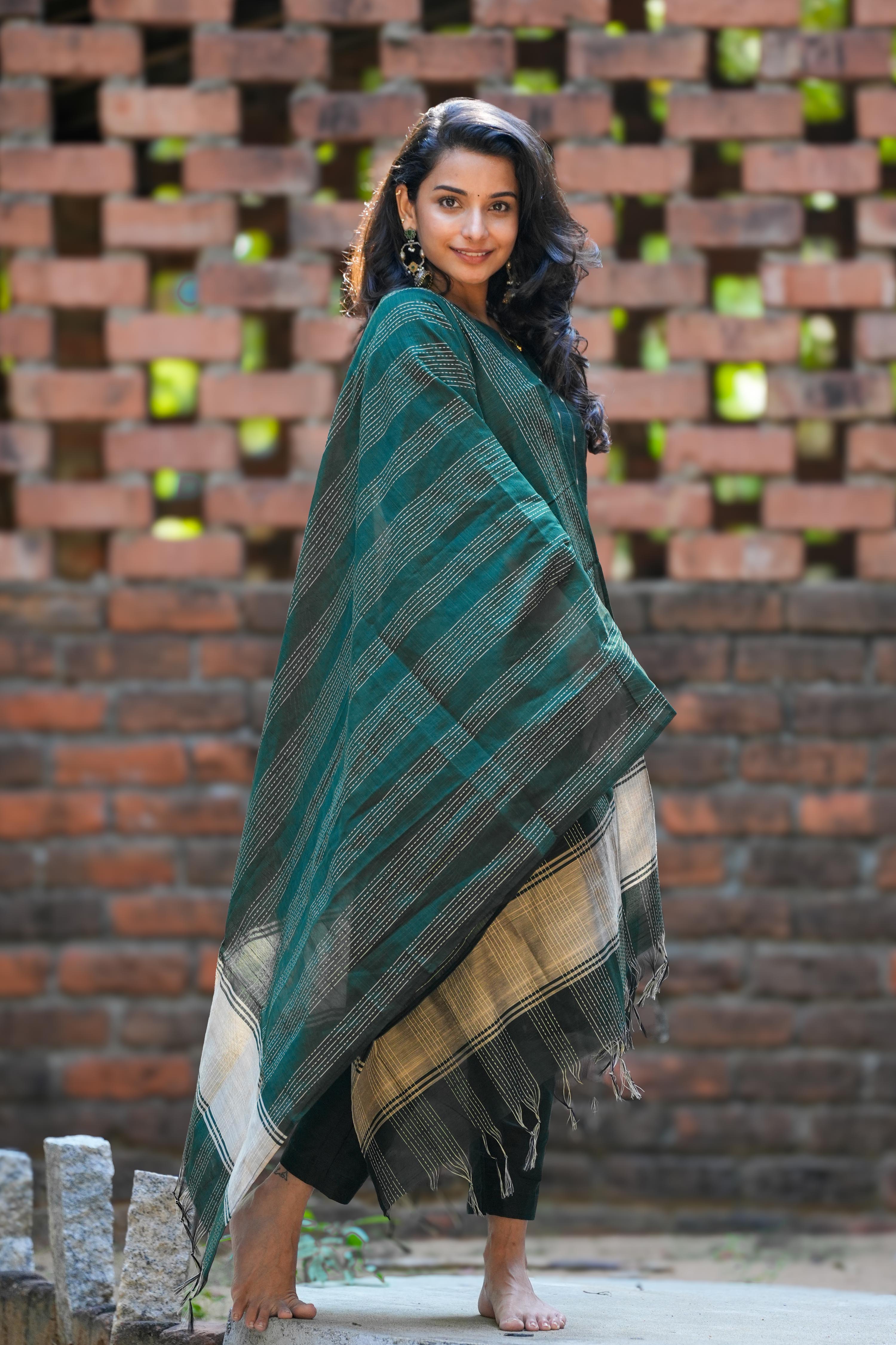 Bottle Green 3 Piece Set - Slub Silk