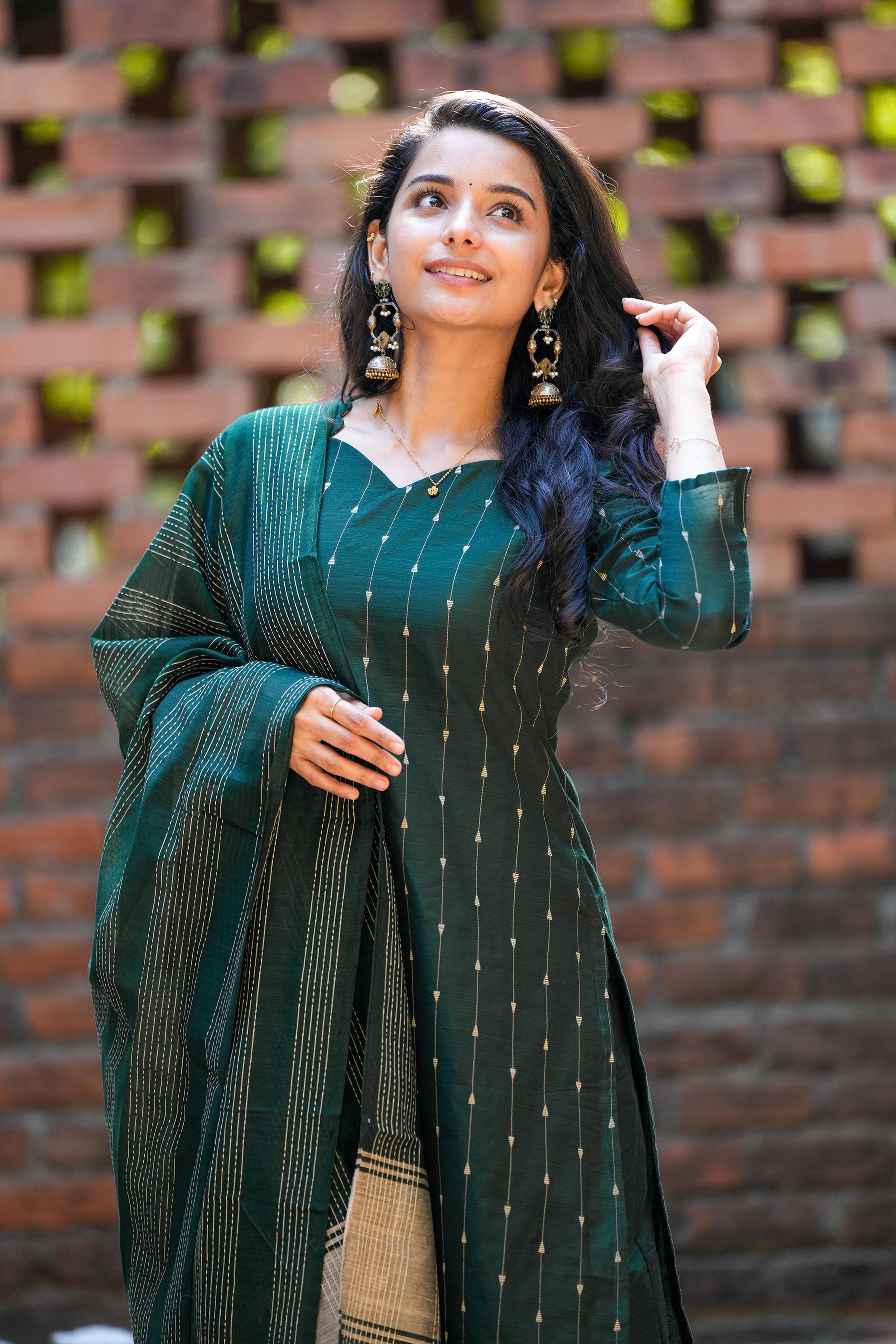 Bottle Green 3 Piece Set - Slub Silk