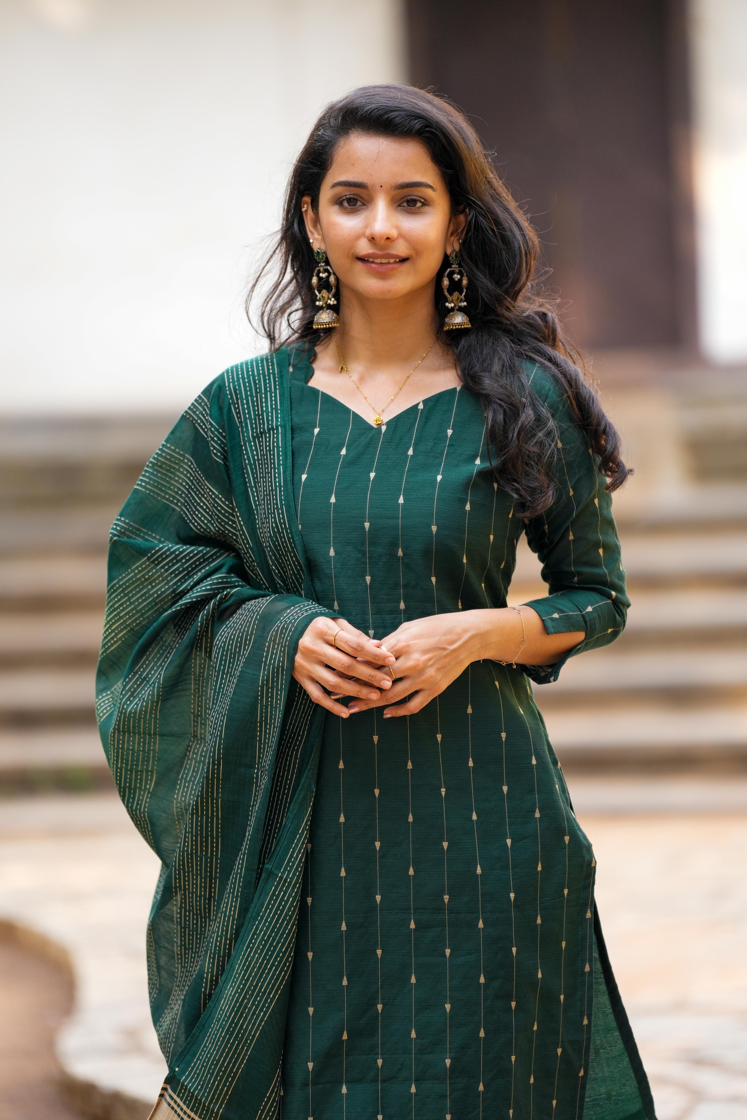 Bottle Green 3 Piece Set - Slub Silk