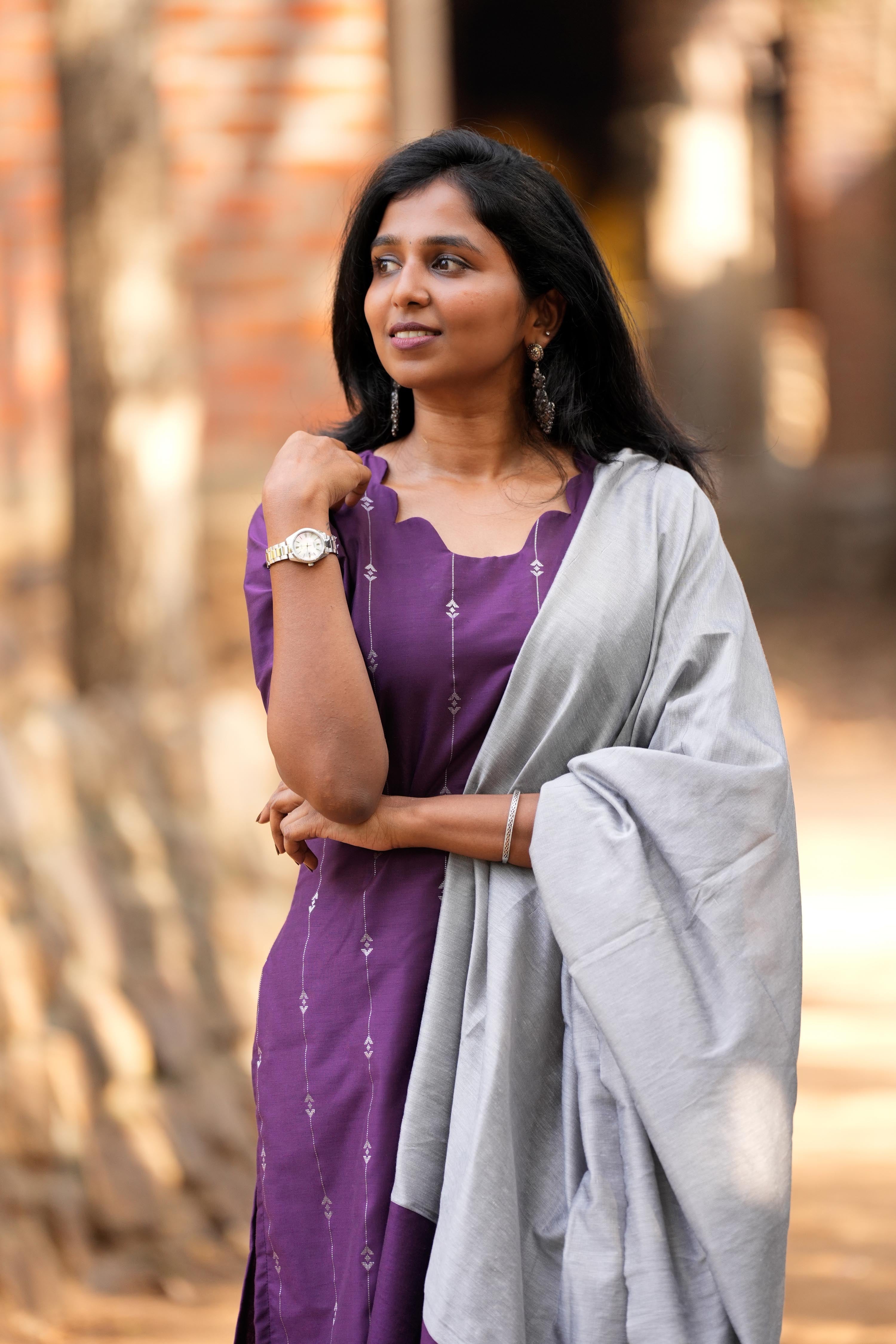 Purple 3 Piece Set - Semi Silk Cotton