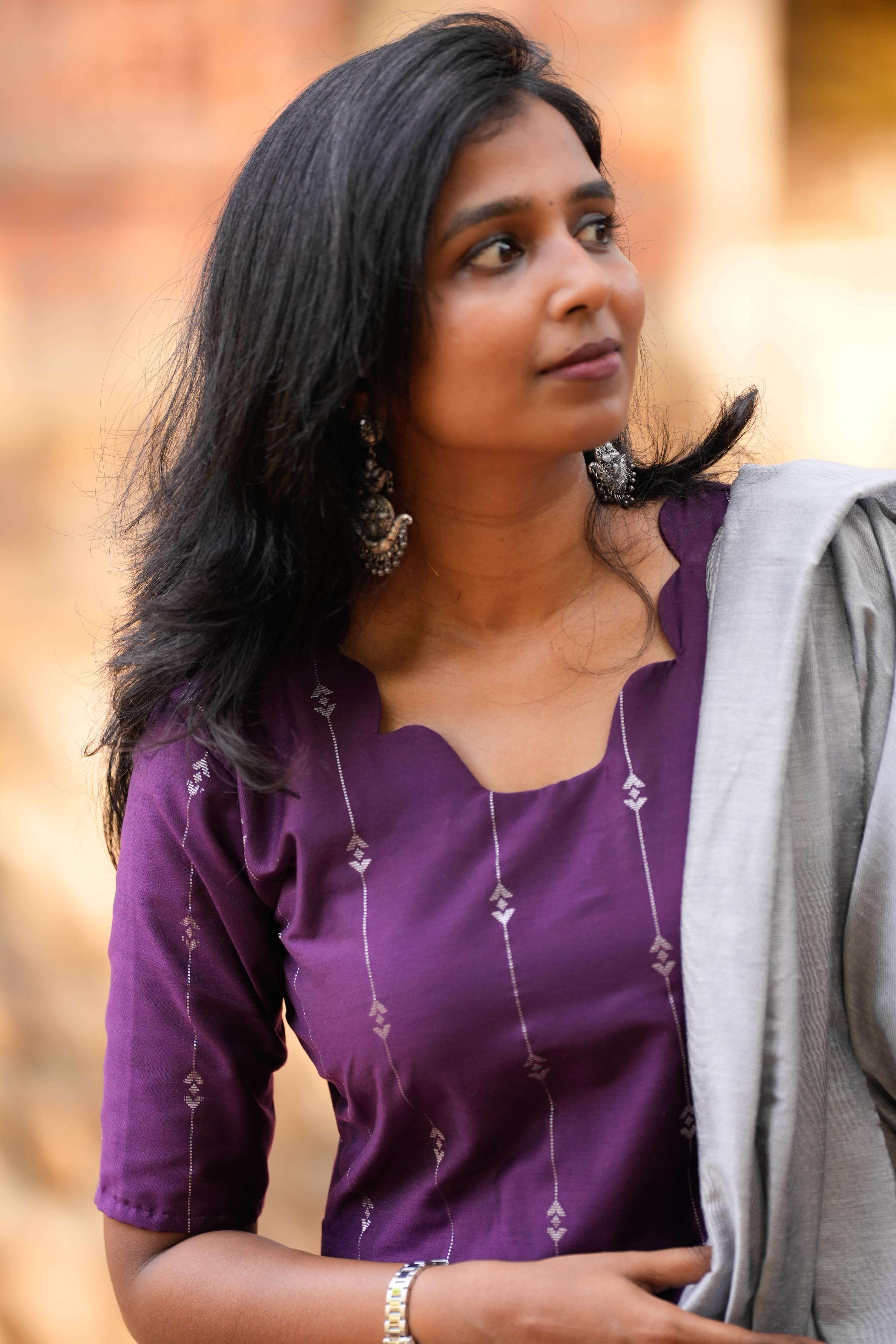 Purple 3 Piece Set - Semi Silk Cotton