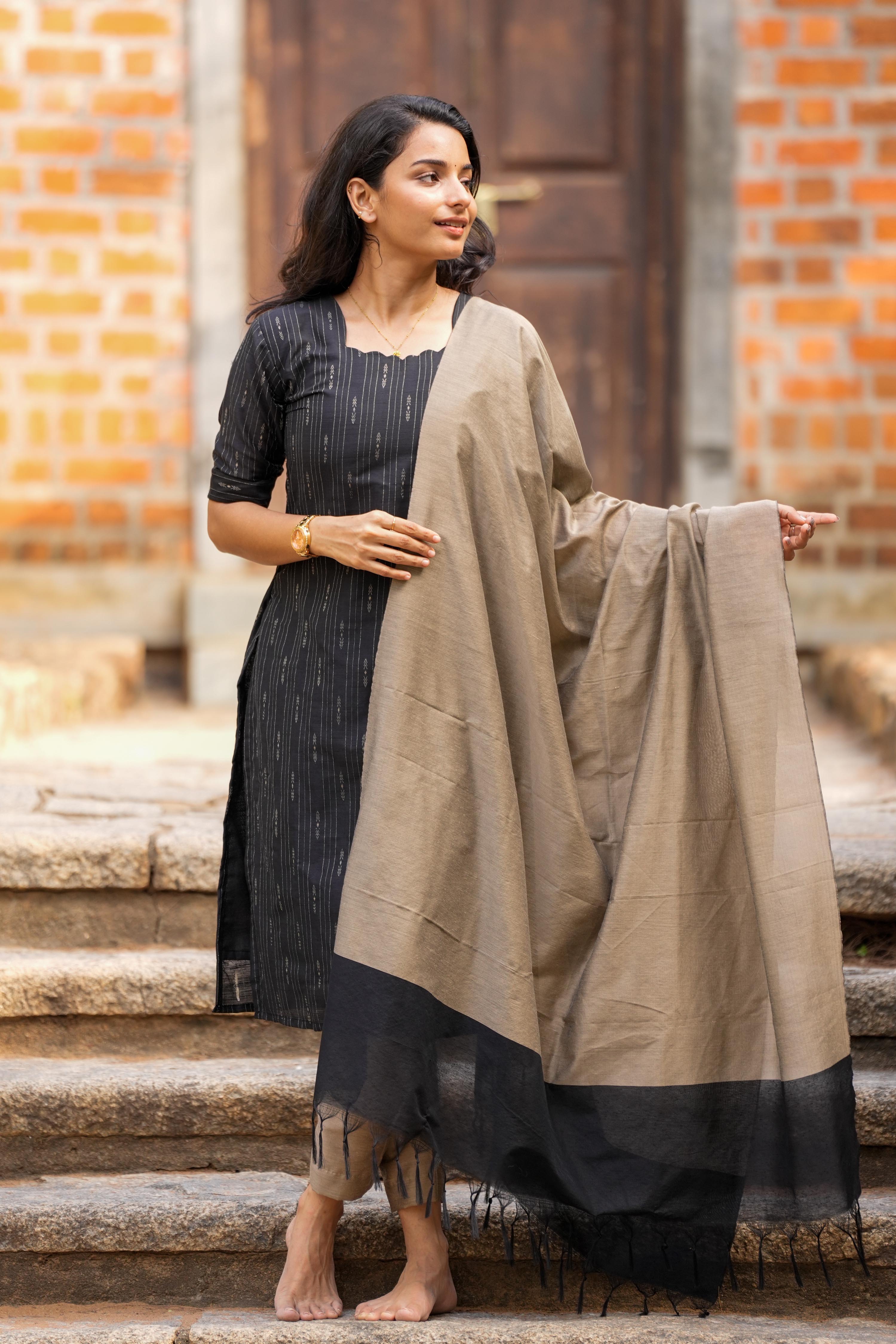 Black 3 Piece Set - Semi Silk Cotton