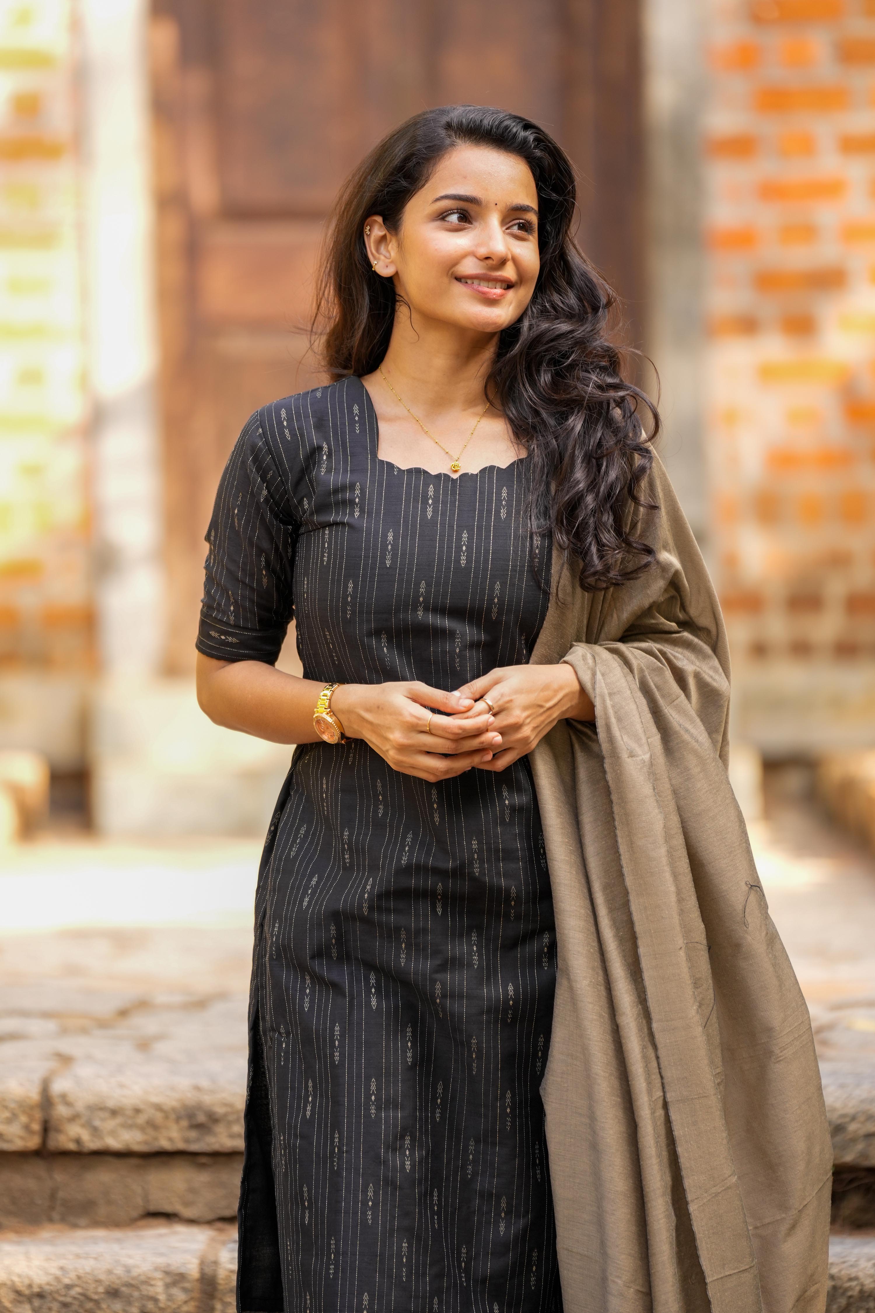 Black 3 Piece Set - Semi Silk Cotton