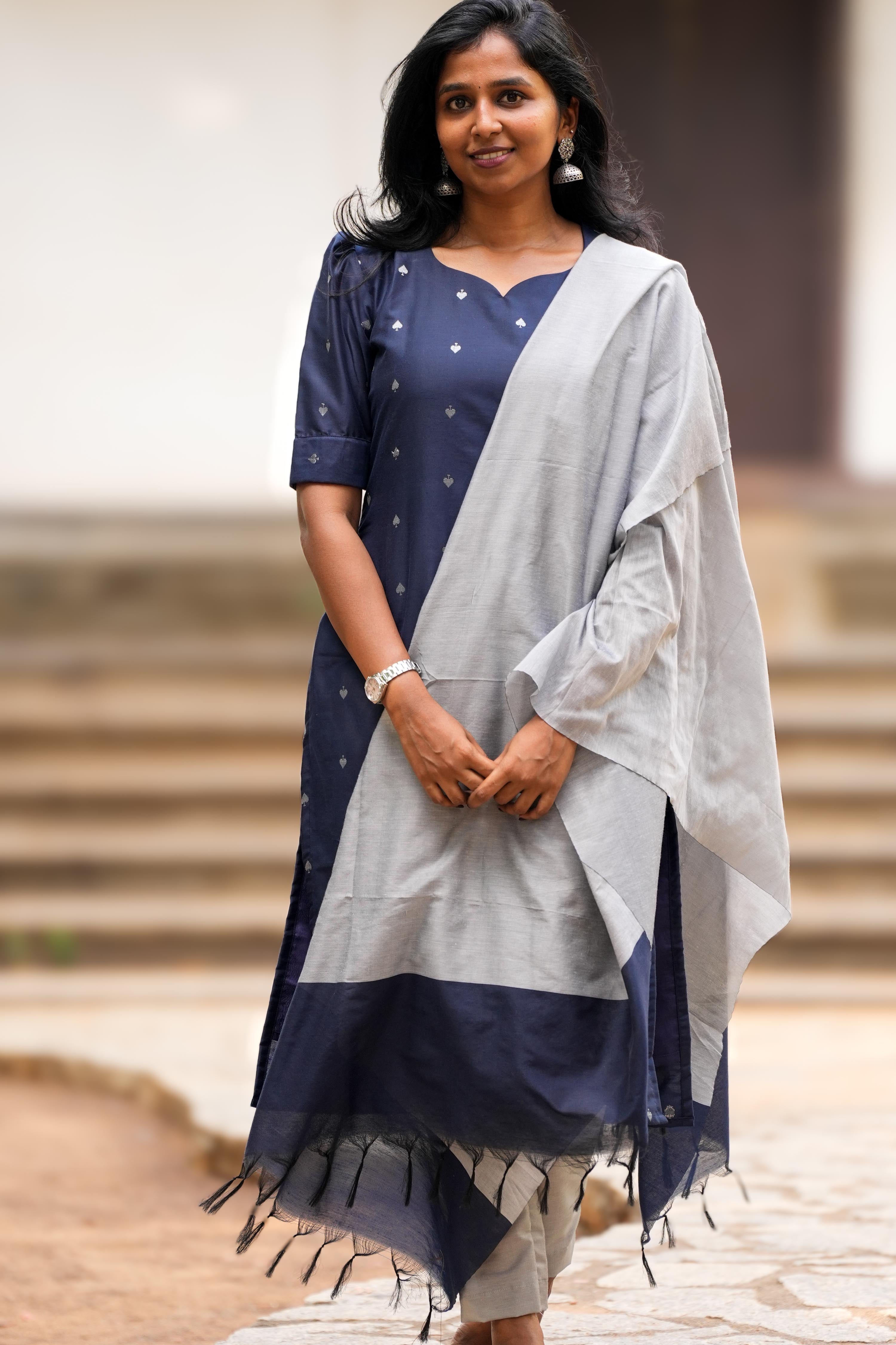 Ink Blue 3 Piece Set - Semi Silk Cotton