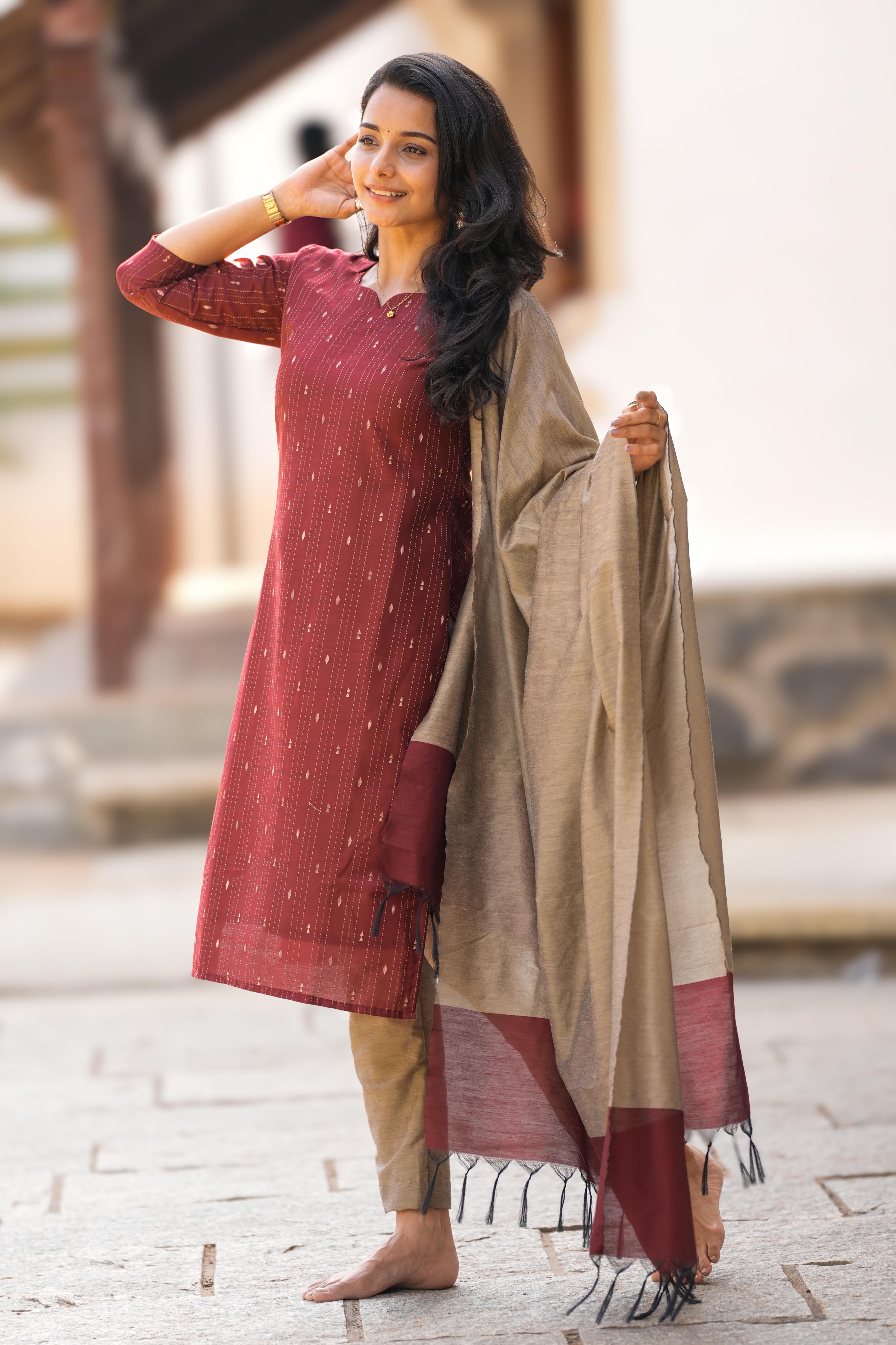 Pot Brown 3 Piece Set - Semi Silk Cotton