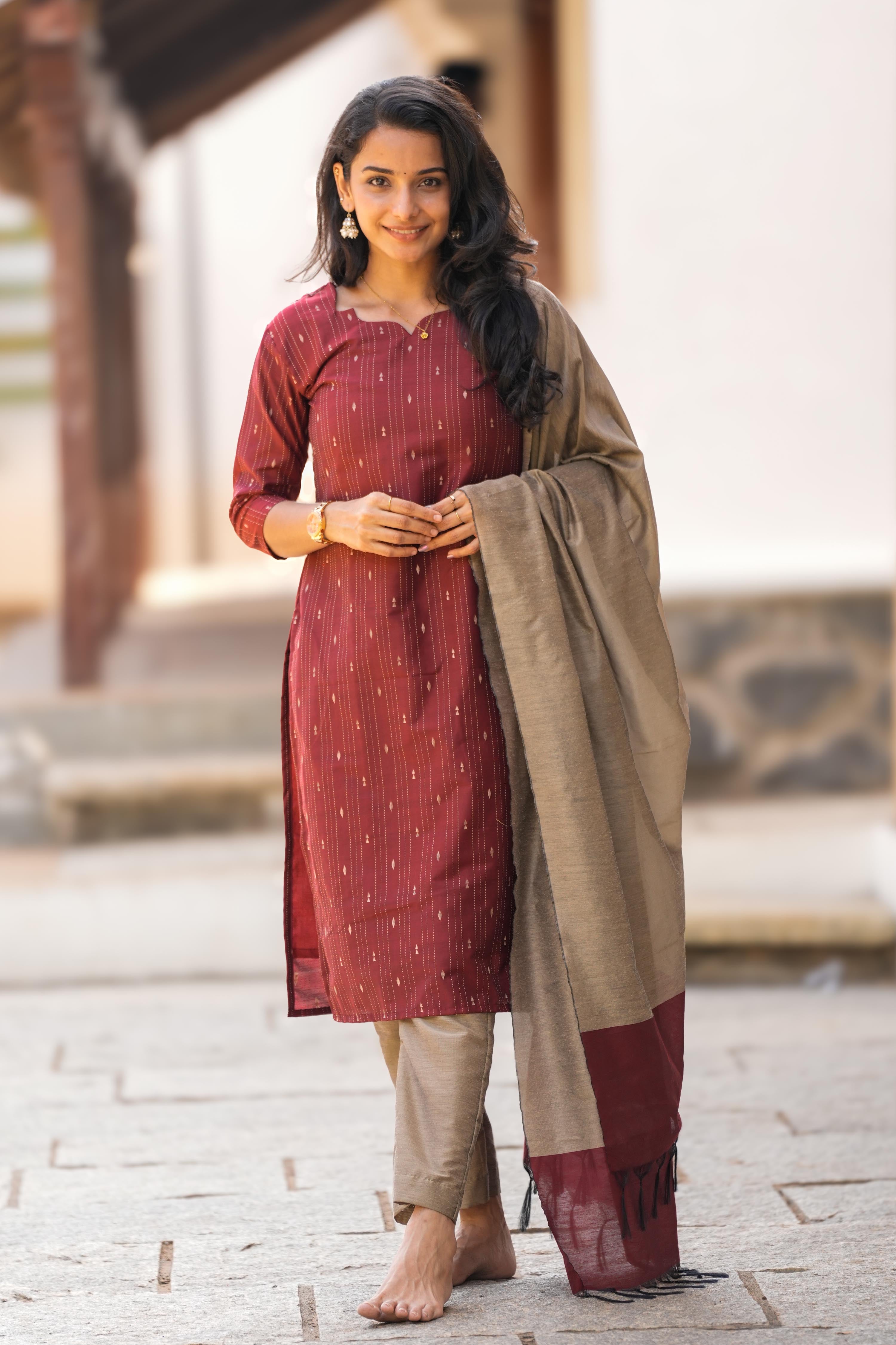 Pot Brown 3 Piece Set - Semi Silk Cotton