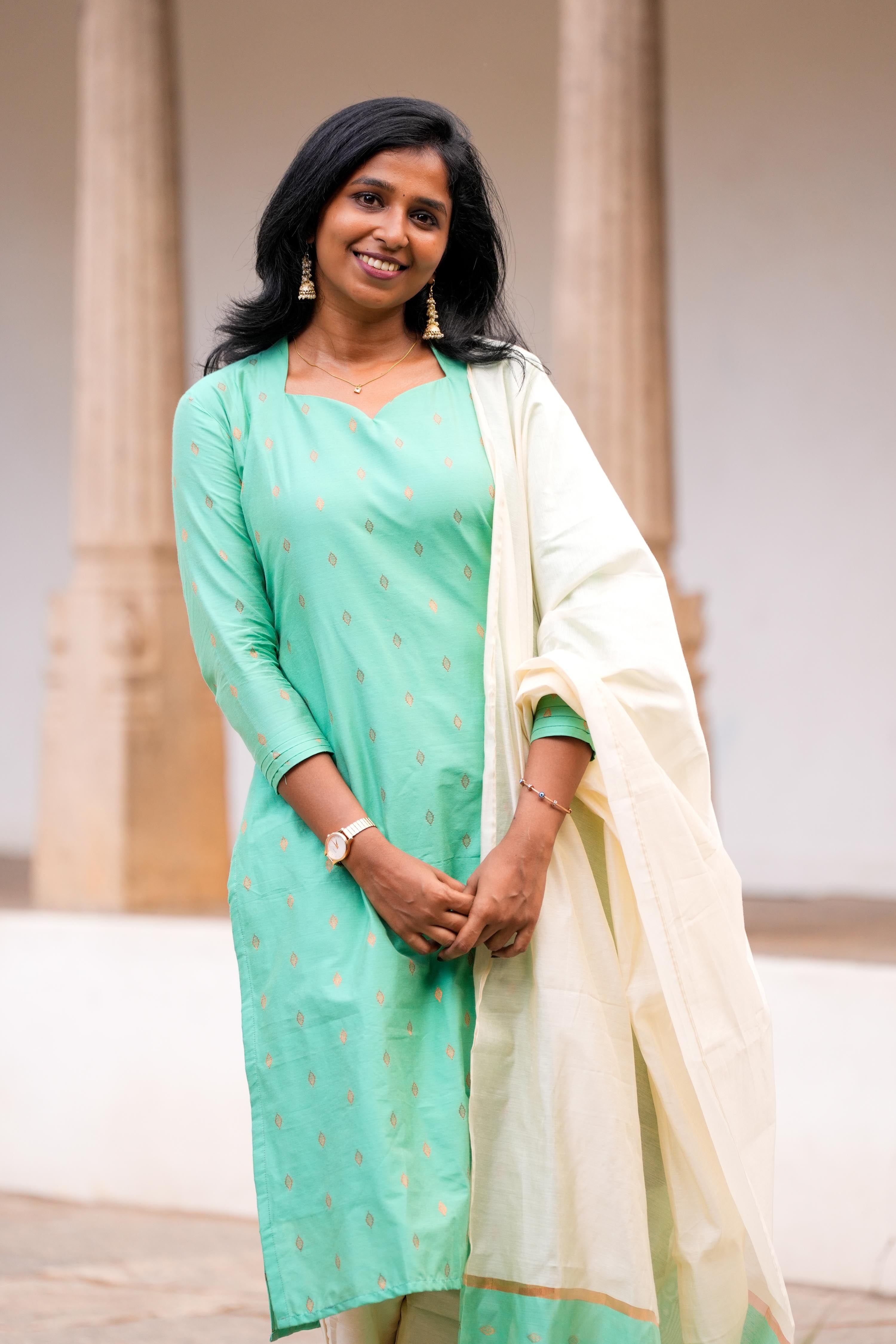 Aqua Blue Halter Neck 3 Piece Set - Silk Cotton