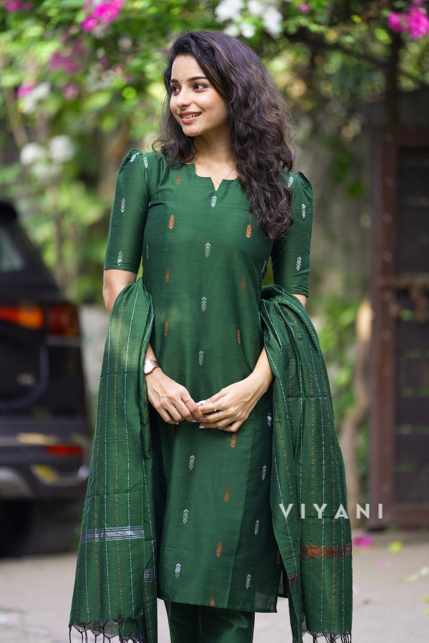 Emerald Weave - Forest Green Viscose Slub 3 Piece Set