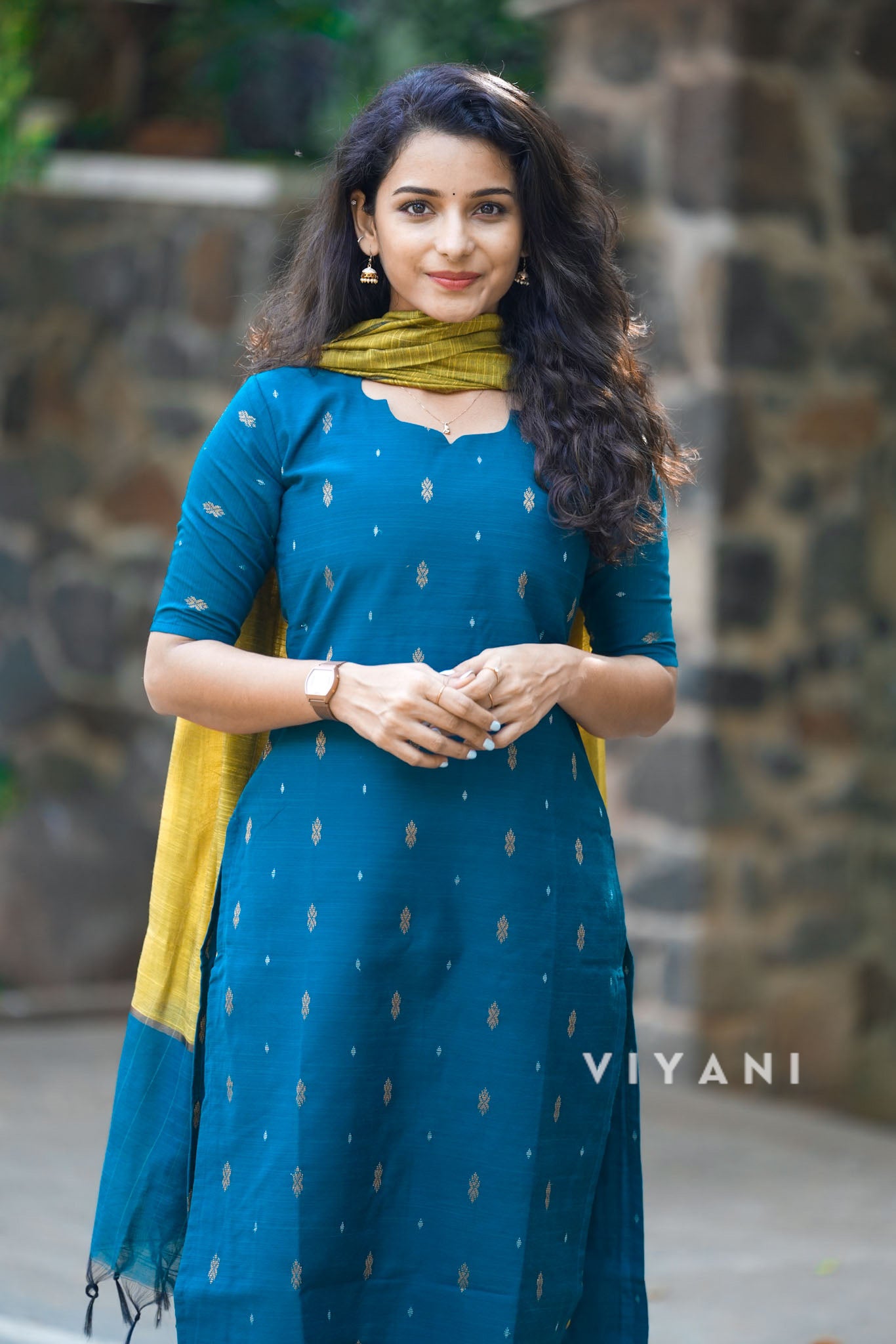 Teal Bloom - Peacock Blue & Mustard Viscose 3 Piece Set