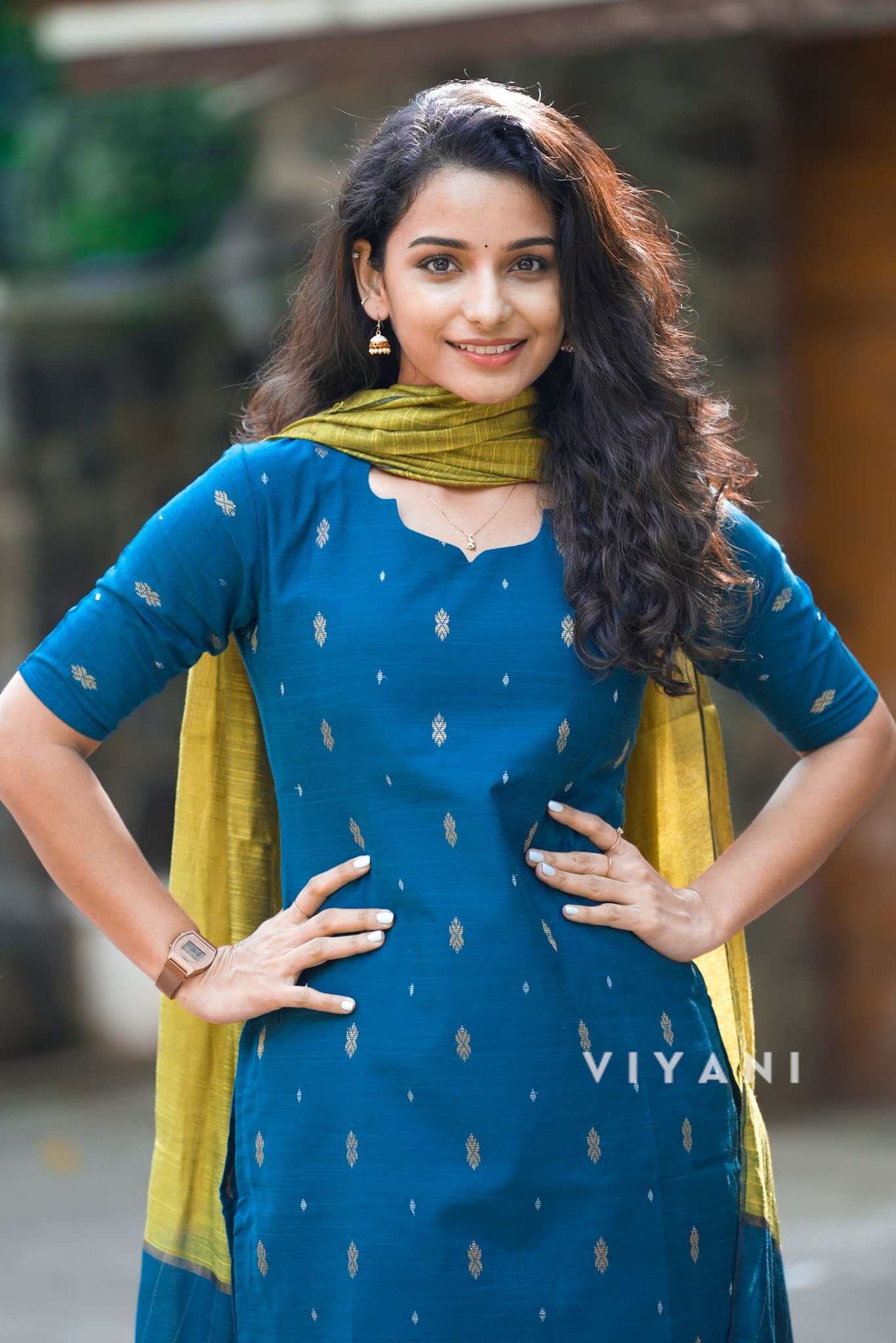 Teal Bloom - Peacock Blue & Mustard Viscose 3 Piece Set
