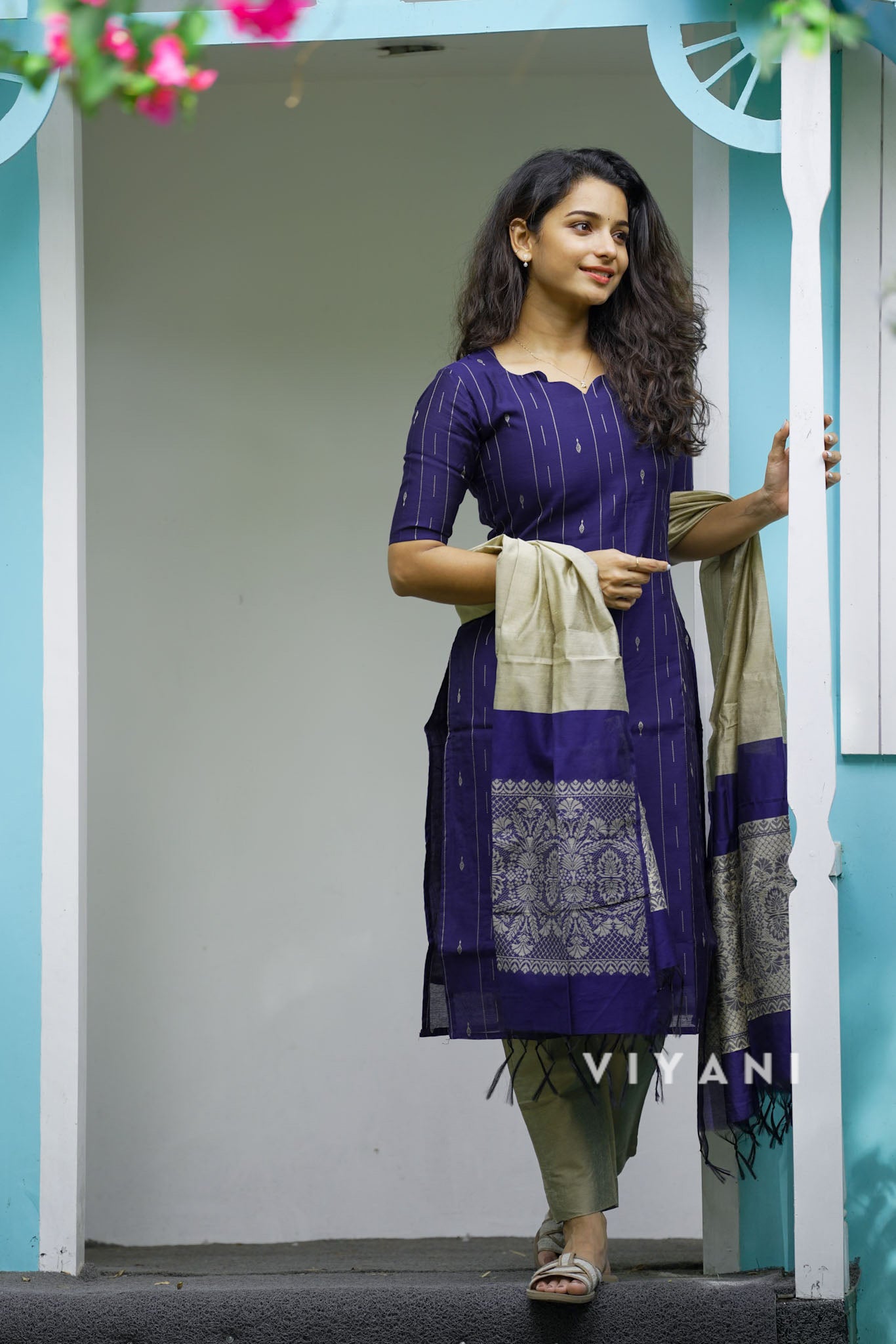 Esha Salwar Set - Navy Blue - Viscose Silk