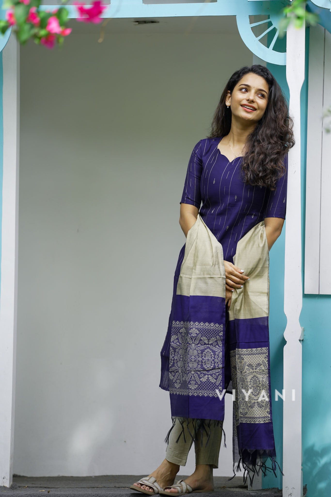 Esha Salwar Set - Navy Blue - Viscose Silk