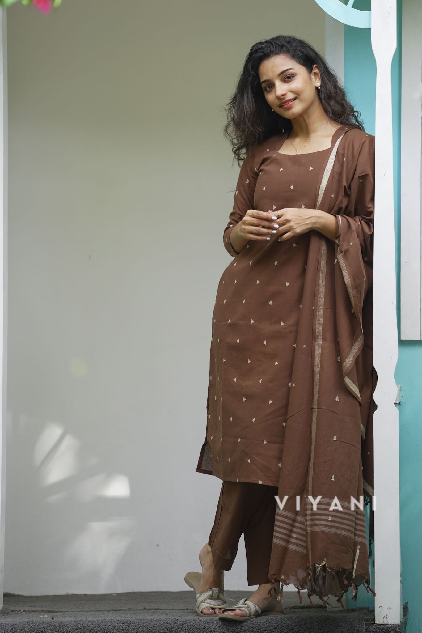 Bark & Bloom - Coffee Brown Handloom Cotton 3 Piece Set