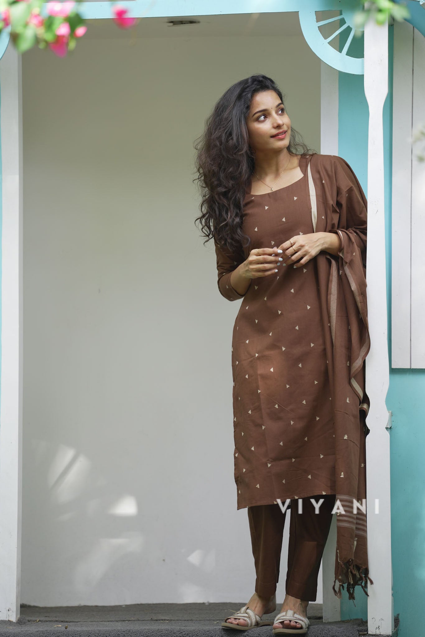 Bark & Bloom - Coffee Brown Handloom Cotton 3 Piece Set