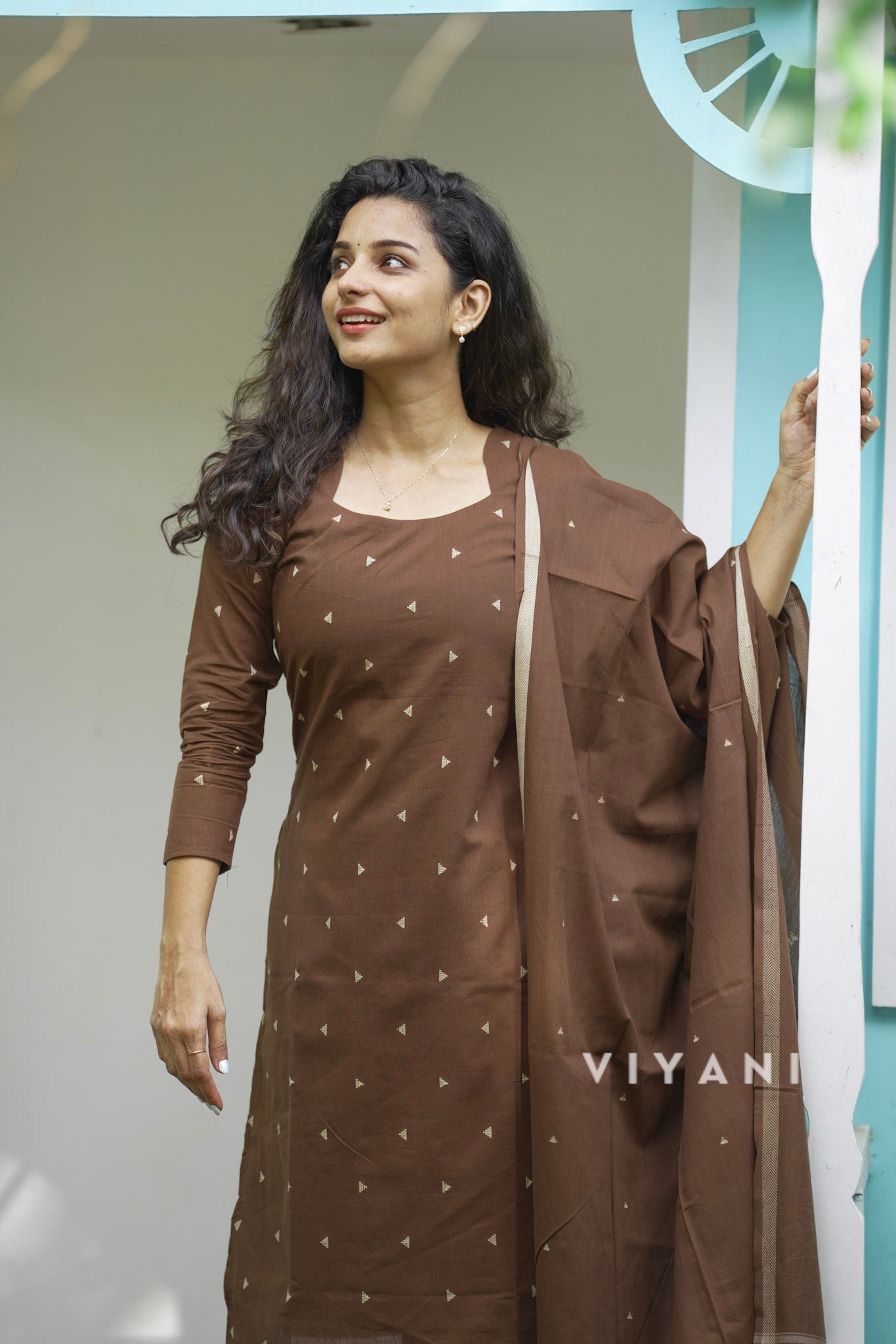 Bark & Bloom - Coffee Brown Handloom Cotton 3 Piece Set