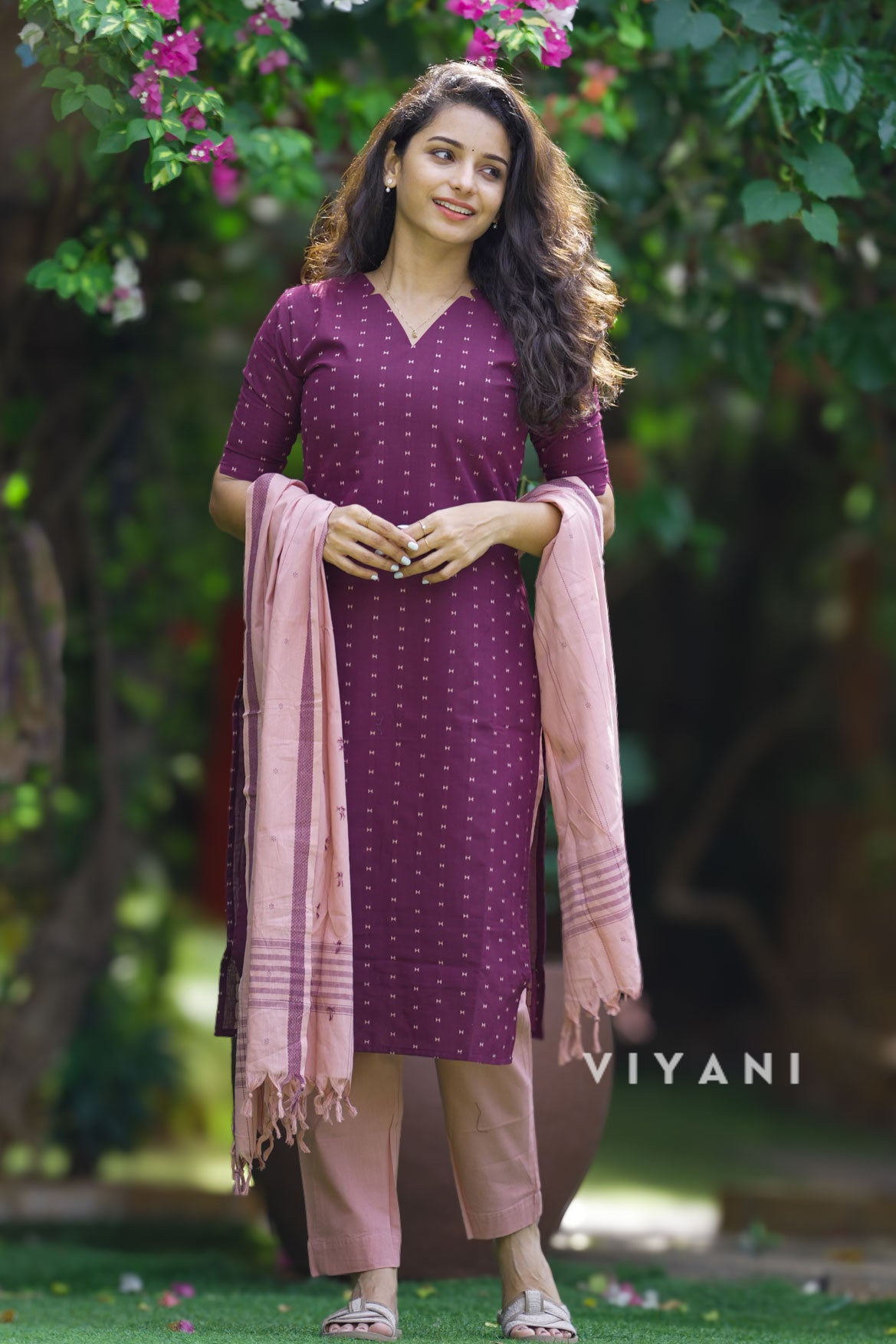 Cool Winter - Plum Handloom Cotton 3 Piece Set